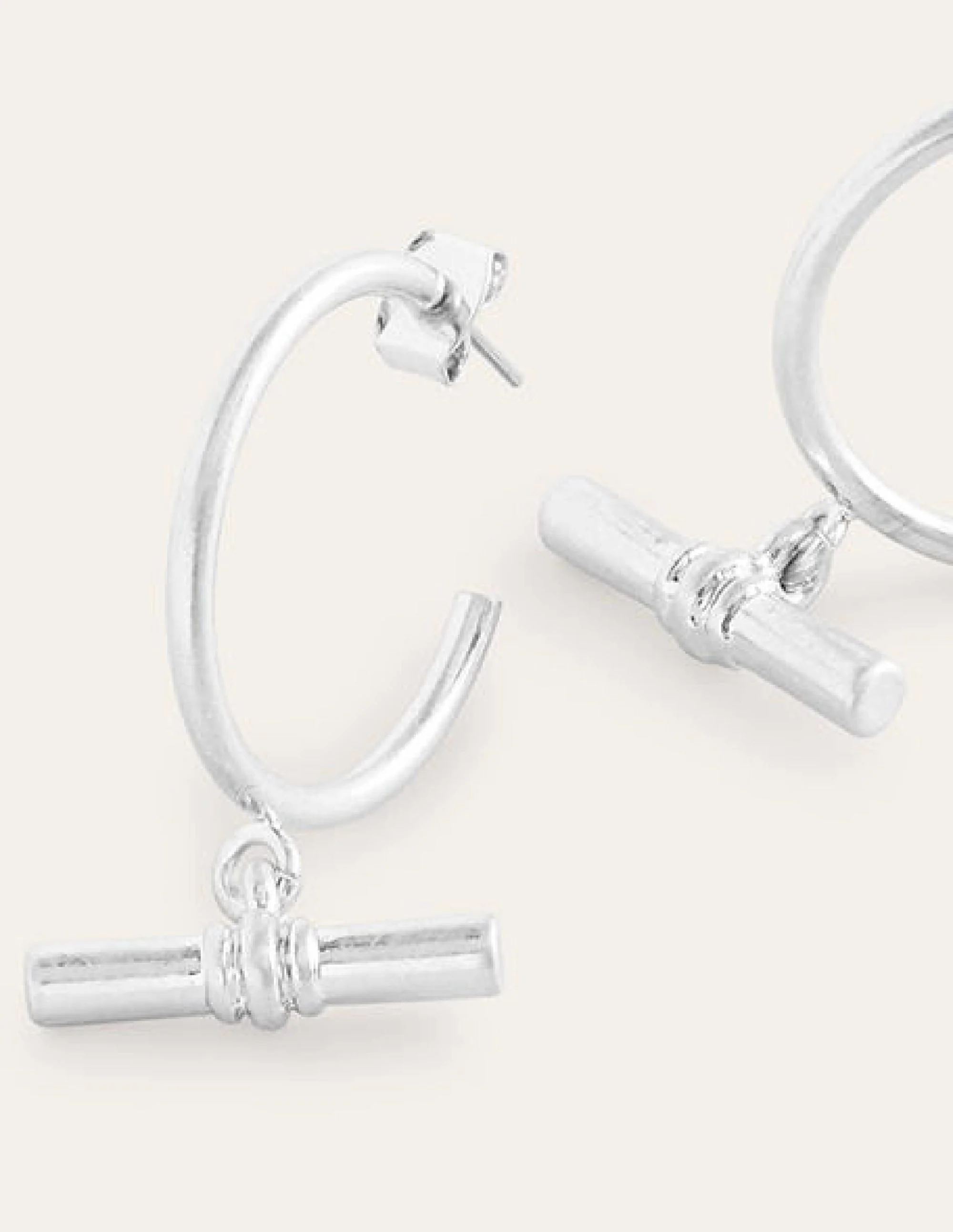 T-bar Hoop Earrings-Silver - Image 3