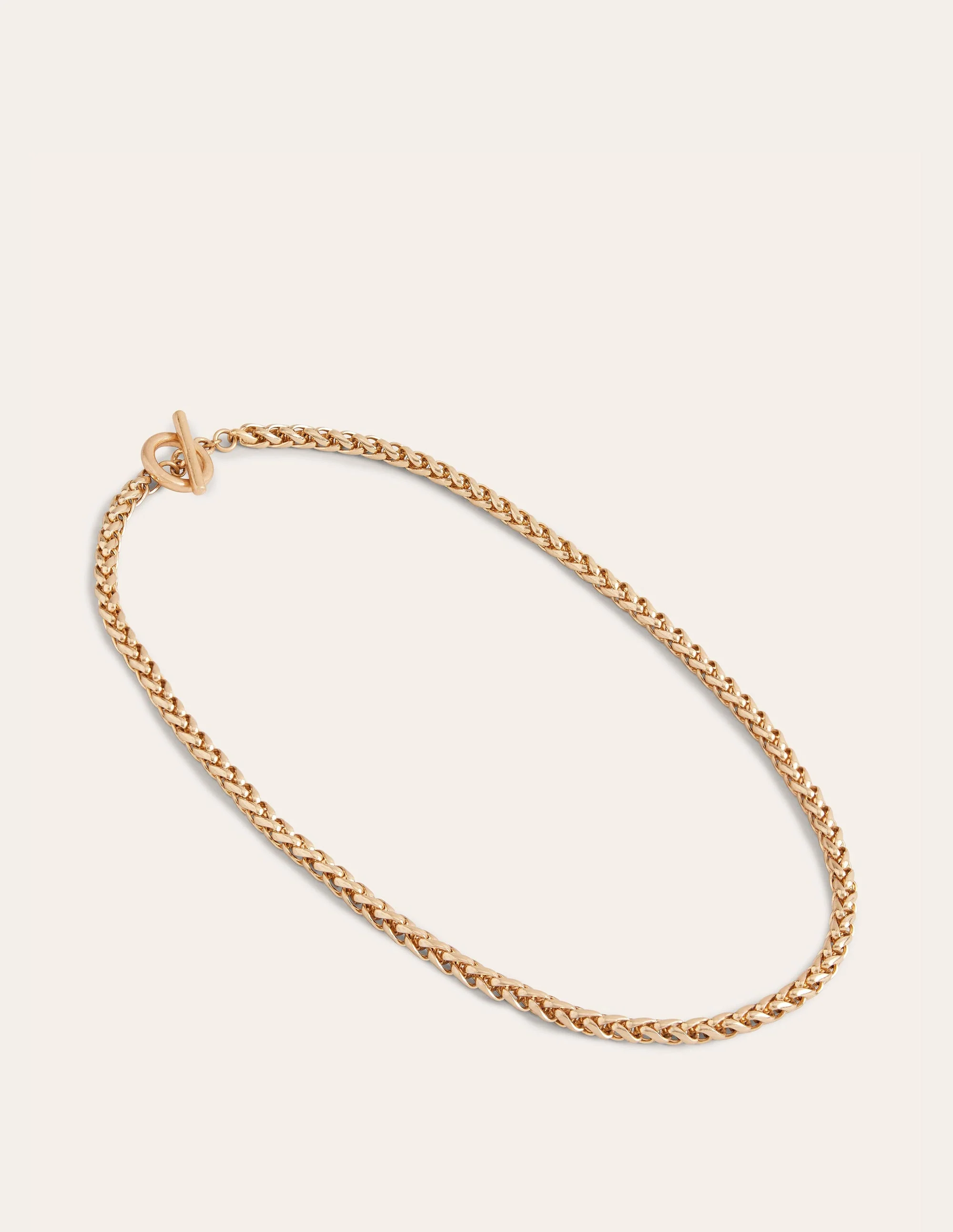 T Ring Clasp Chain Necklace-Gold