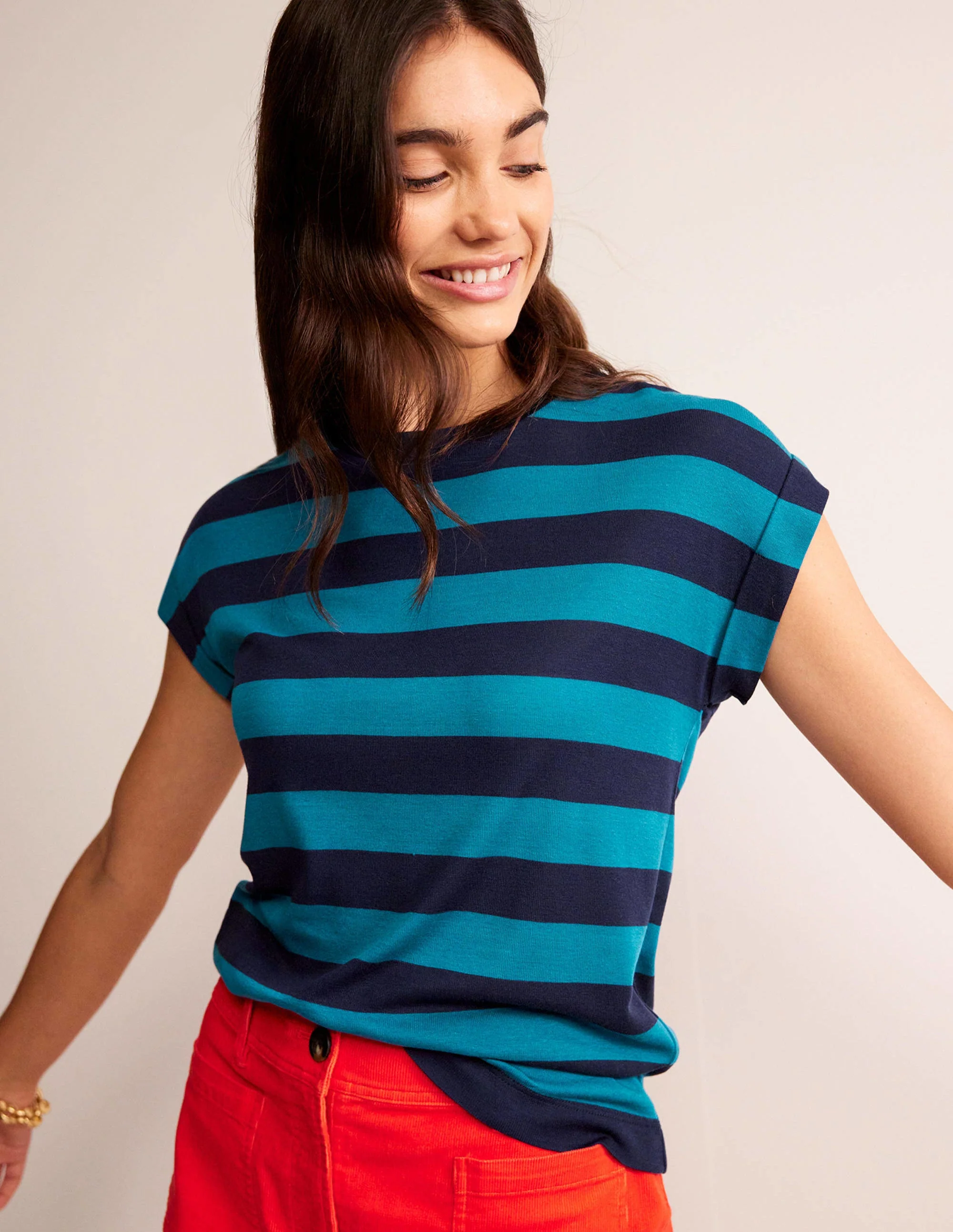 Tamsin Short Sleeve Top-Navy, Blue