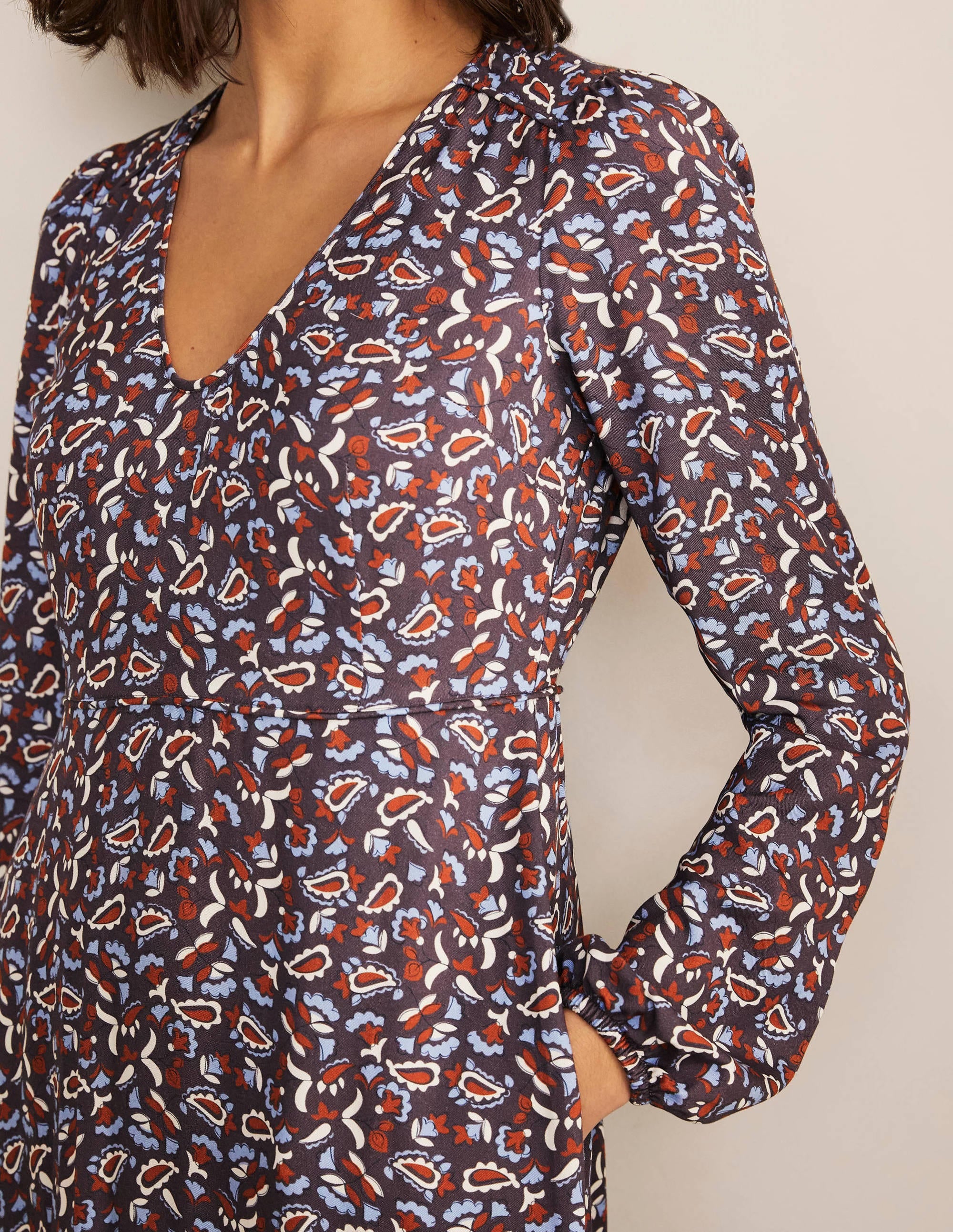 Tanya Midi Dress-Asphalt, Floral Paisley - Image 4