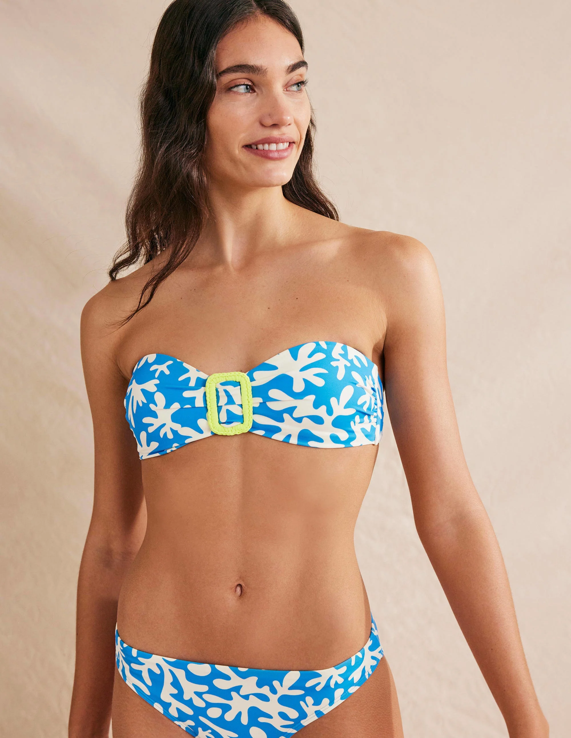 Taormina Bandeau Bikini Top-Blue, Abstract Foliage - Image 4