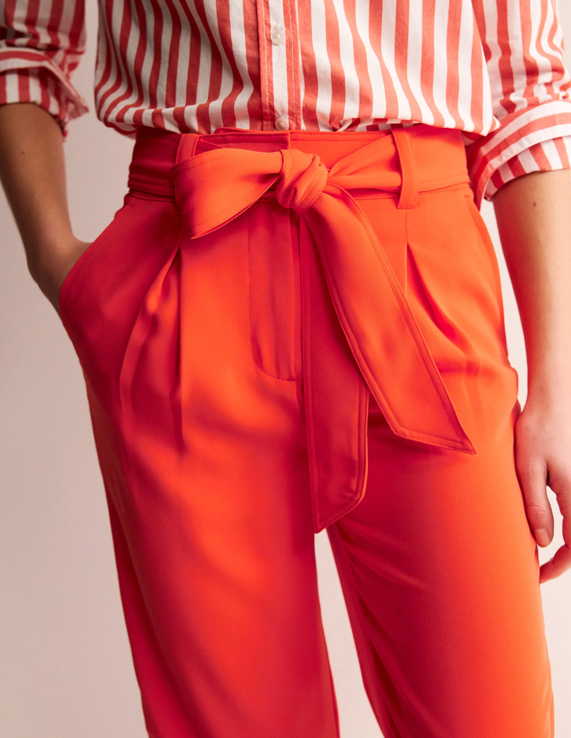 Tapered Tie Waist Trousers-Fiesta - Image 2