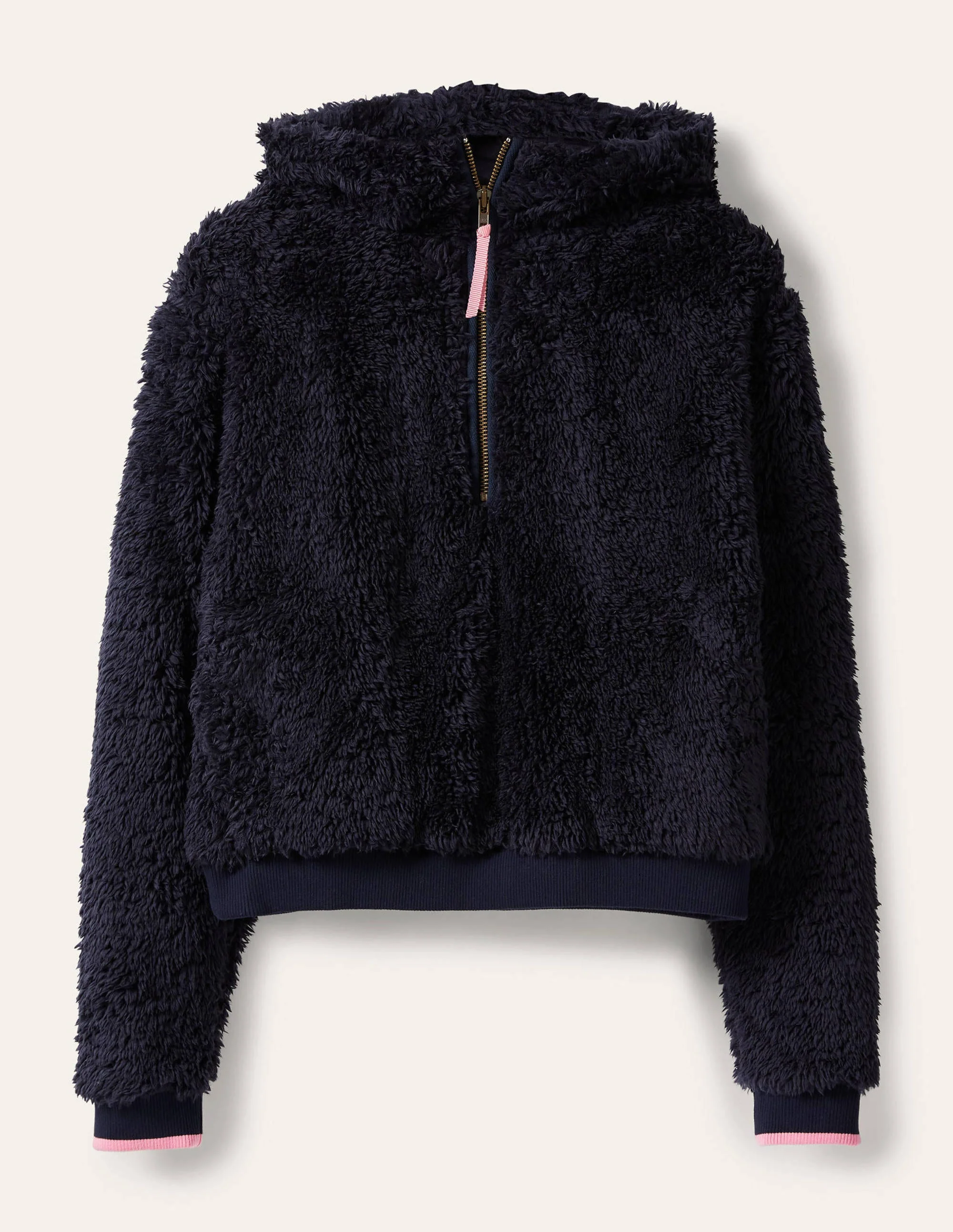 Teddy Half-Zip Hoodie-Navy - Image 7