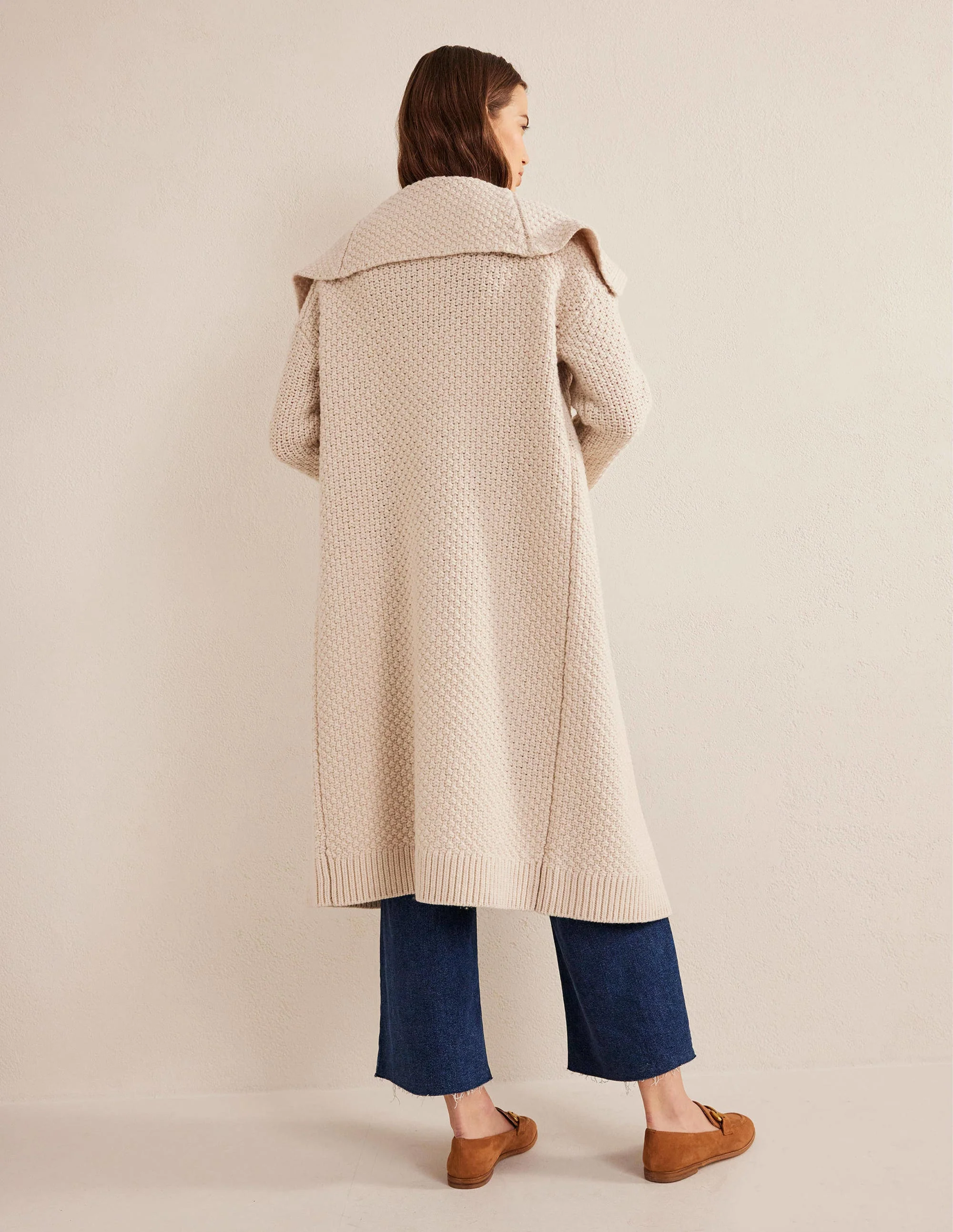 Textured Chunky Wool Coatigan-Shearling - Image 3