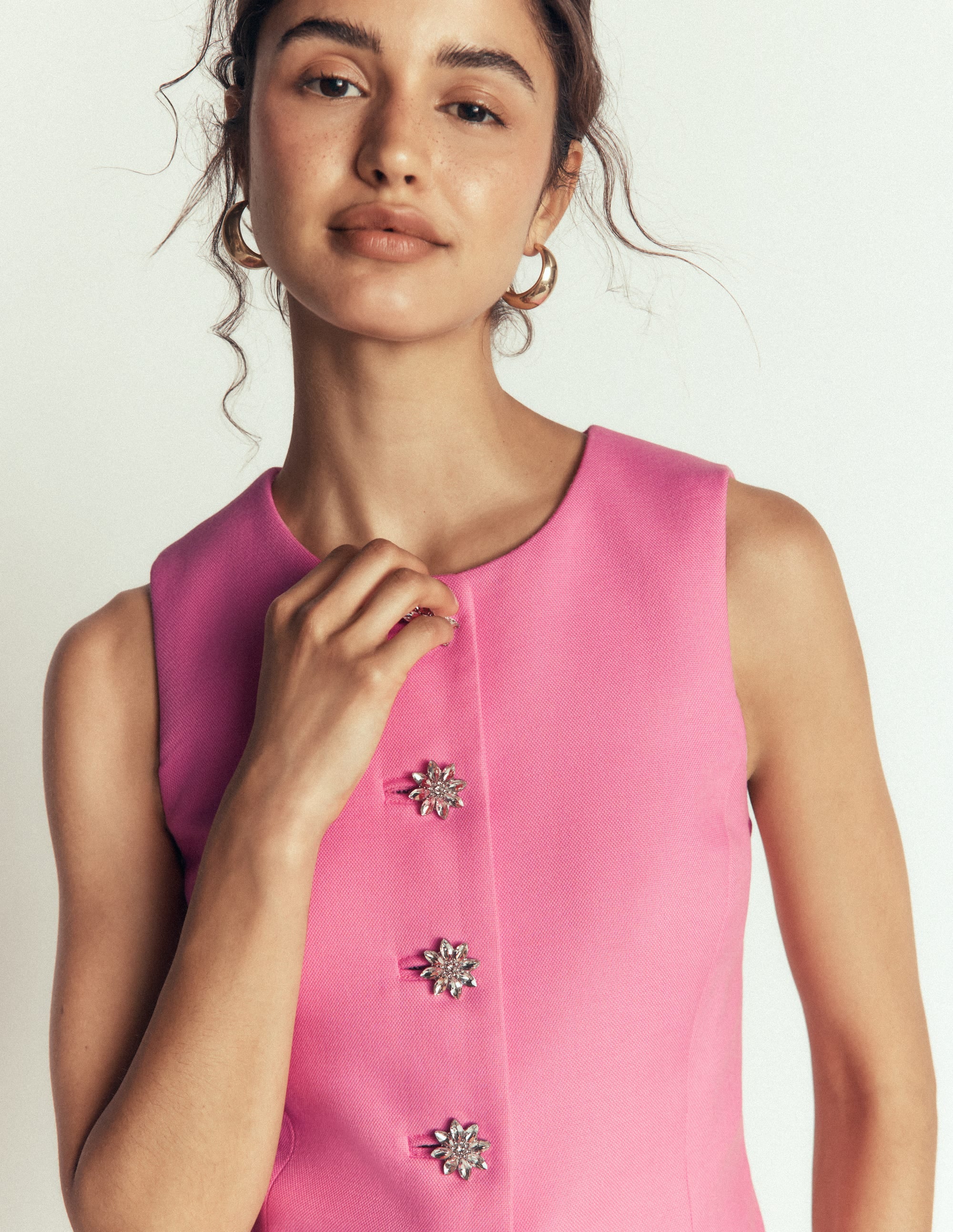 Textured Peplum Waistcoat-Wild Pink - Image 5