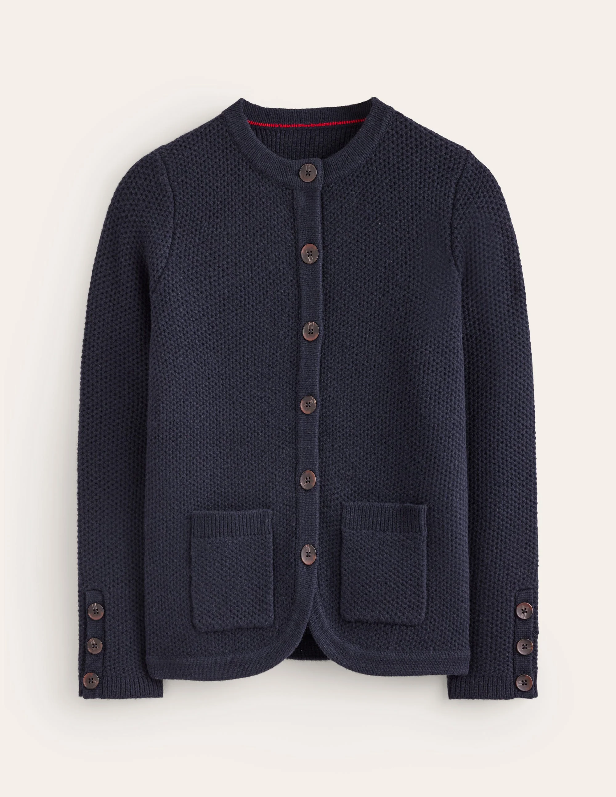 Textured Stitch Cardigan-Navy - Image 5