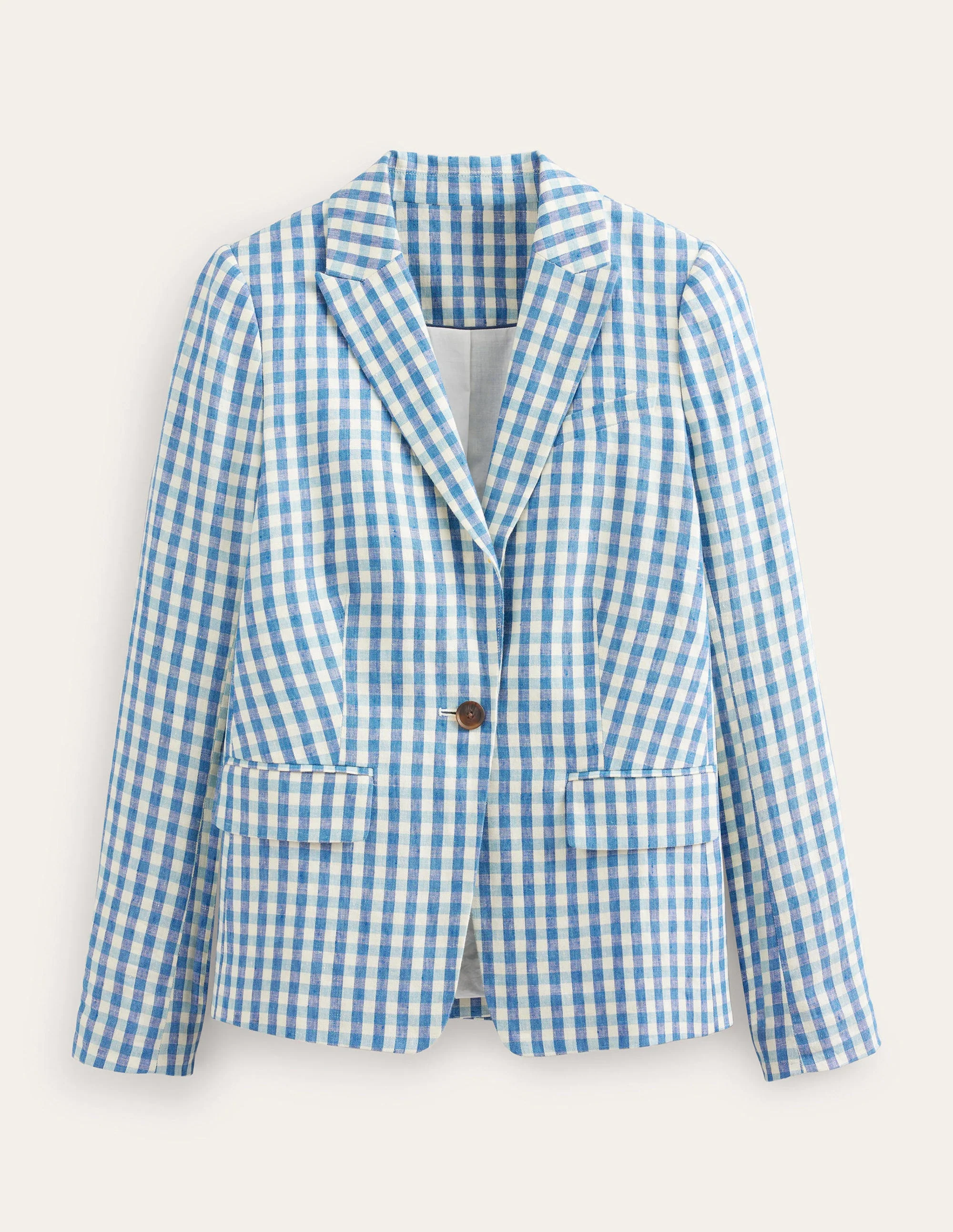The Cambridge Linen Blazer-Blue and White Gingham - Image 8