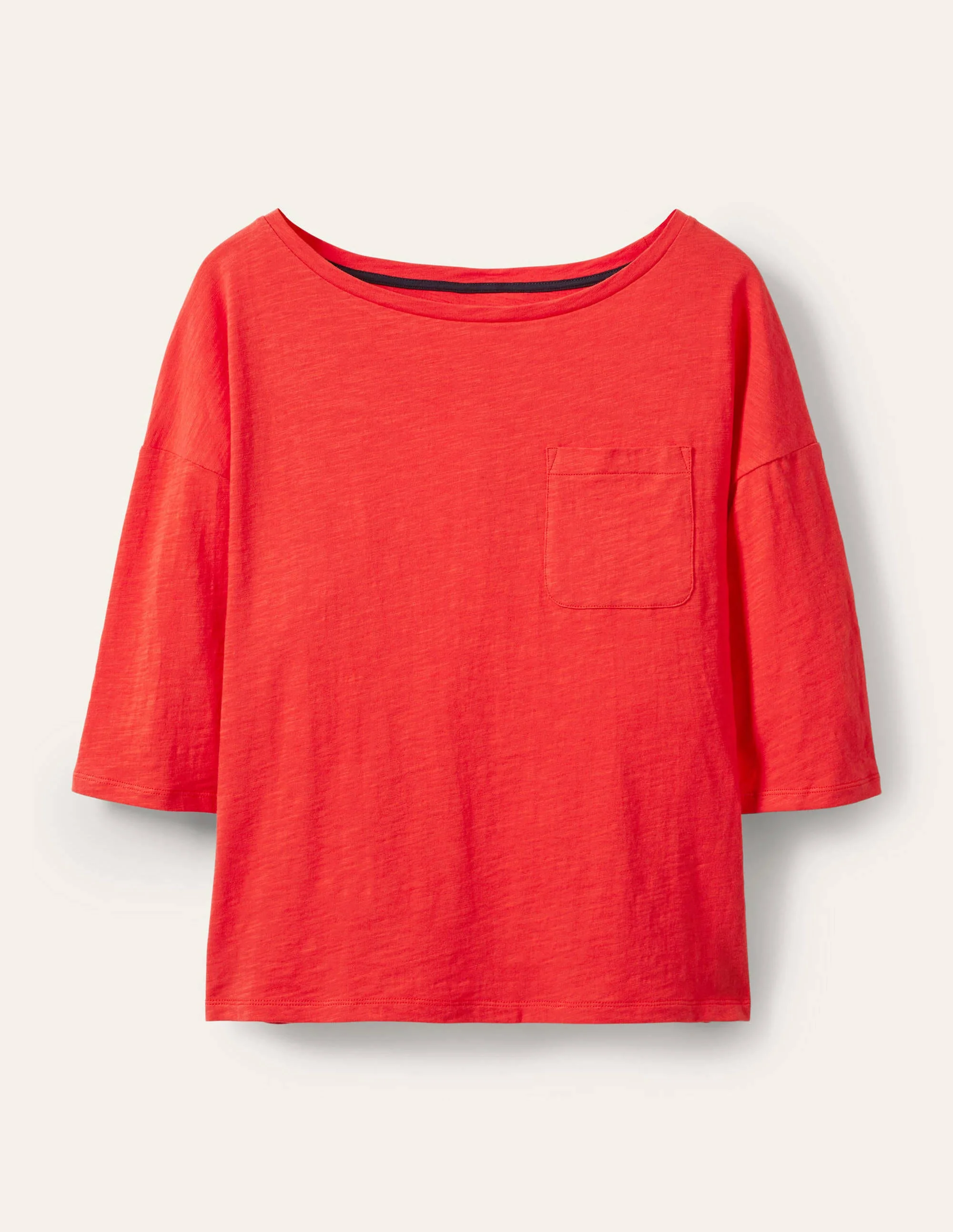The Cotton Boxy Boatneck Tee-Cherry Red - Image 5