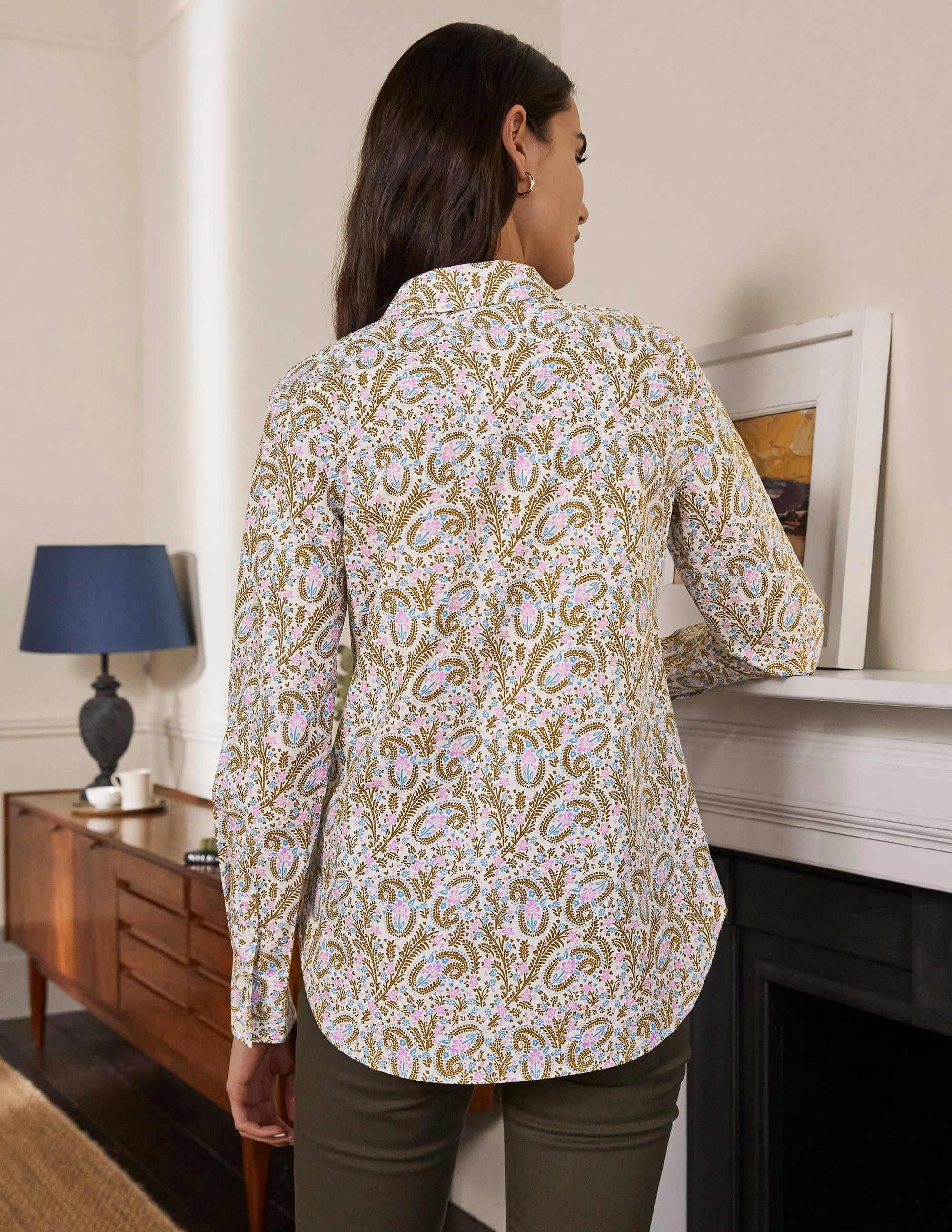 The Cotton Shirt-Ivory Coconut, Floral Paisley - Image 2