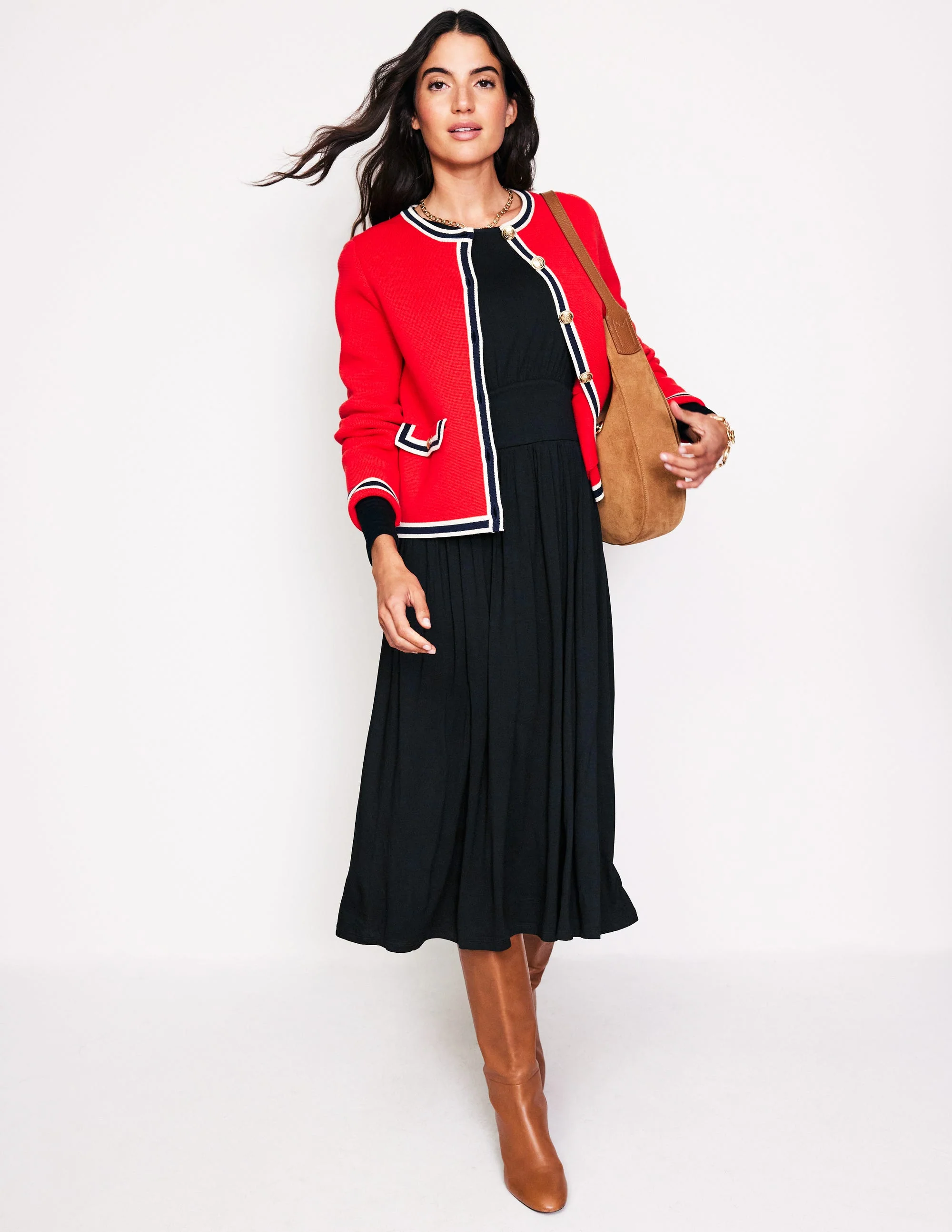 Thea Long Sleeve Jersey Dress-Black - Image 4