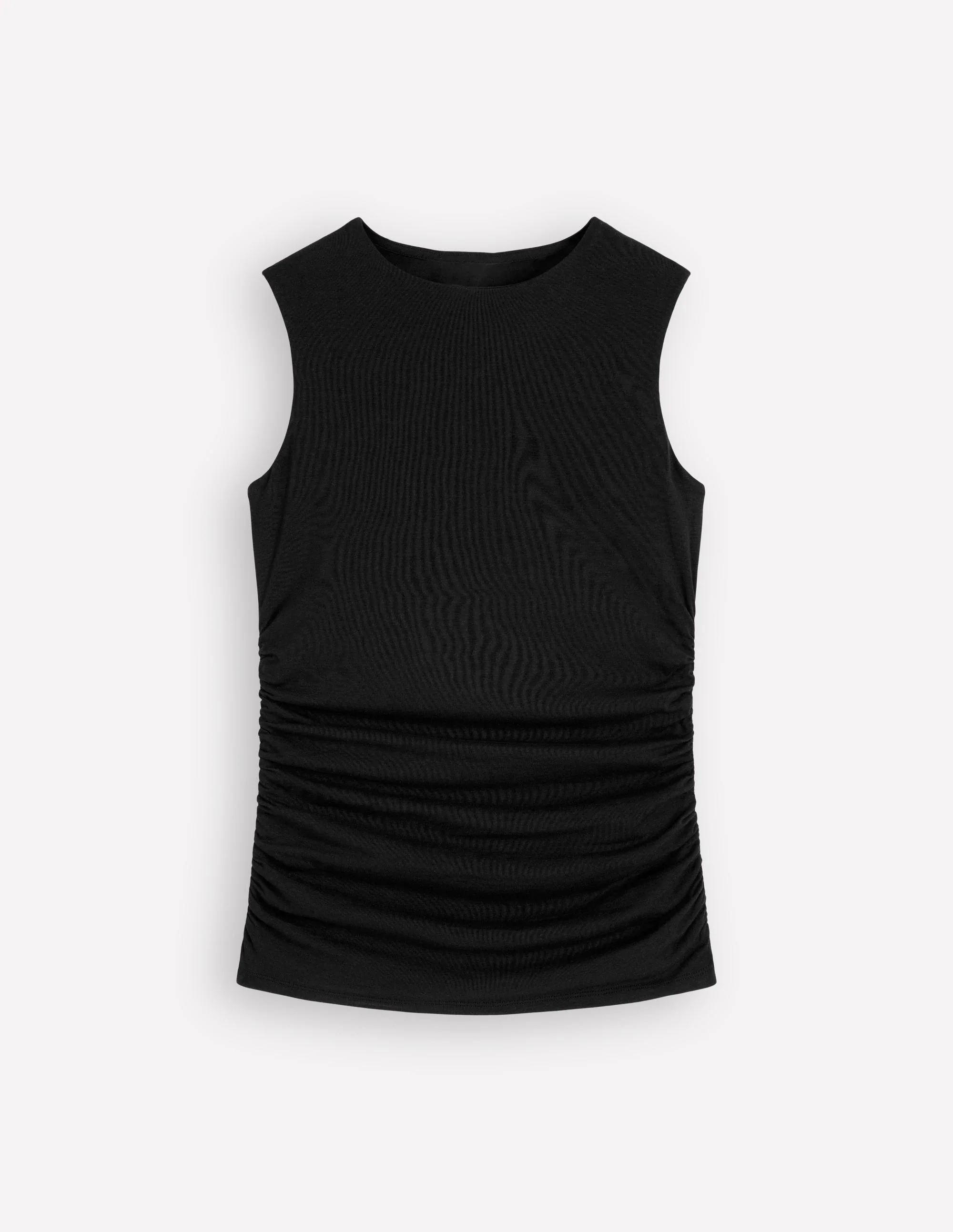 Tia Sleeveless Ruch Jersey Top-Black - Image 4
