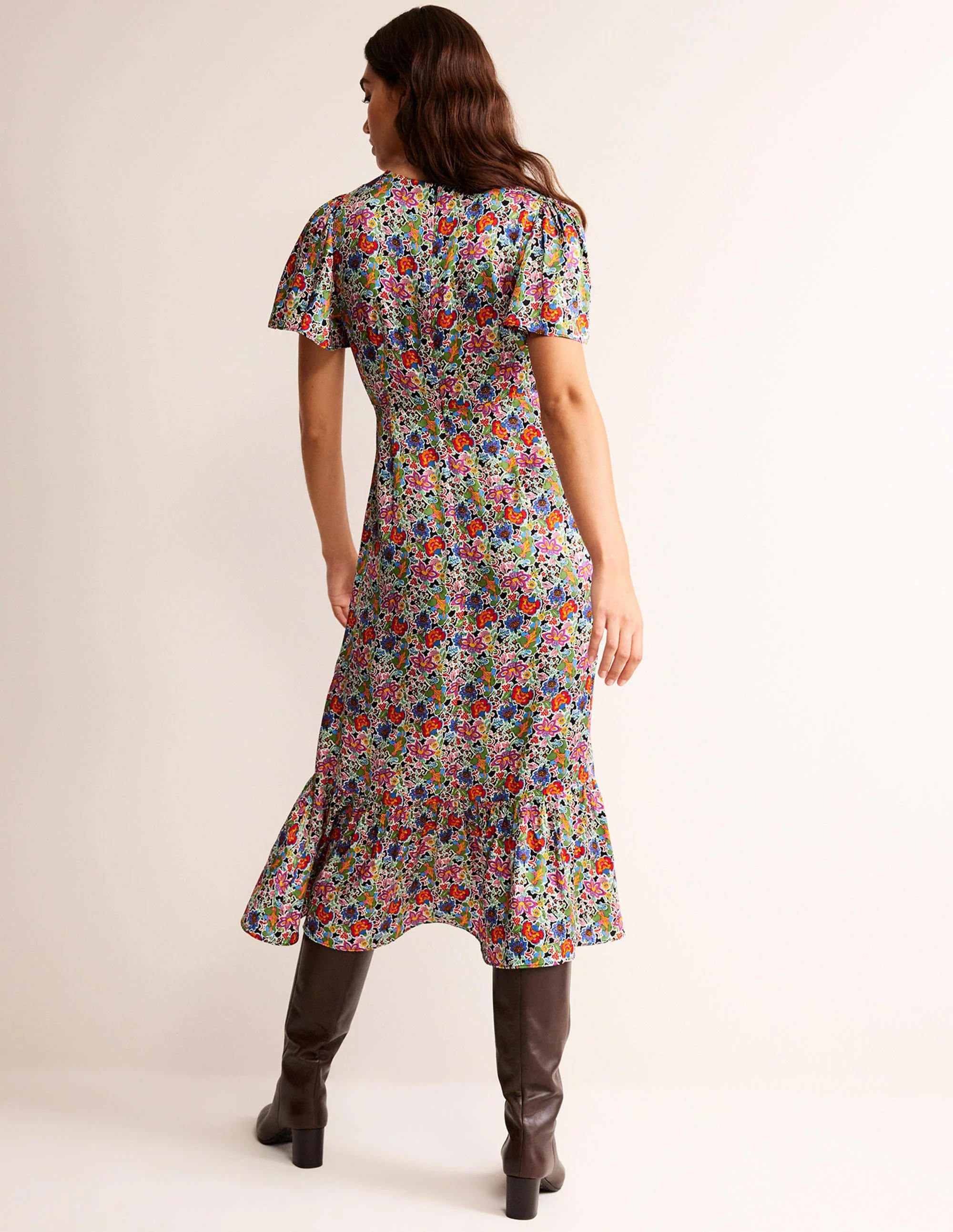 Tiered Flutter Tea Dress-Multi, Carnation Garden - Image 3