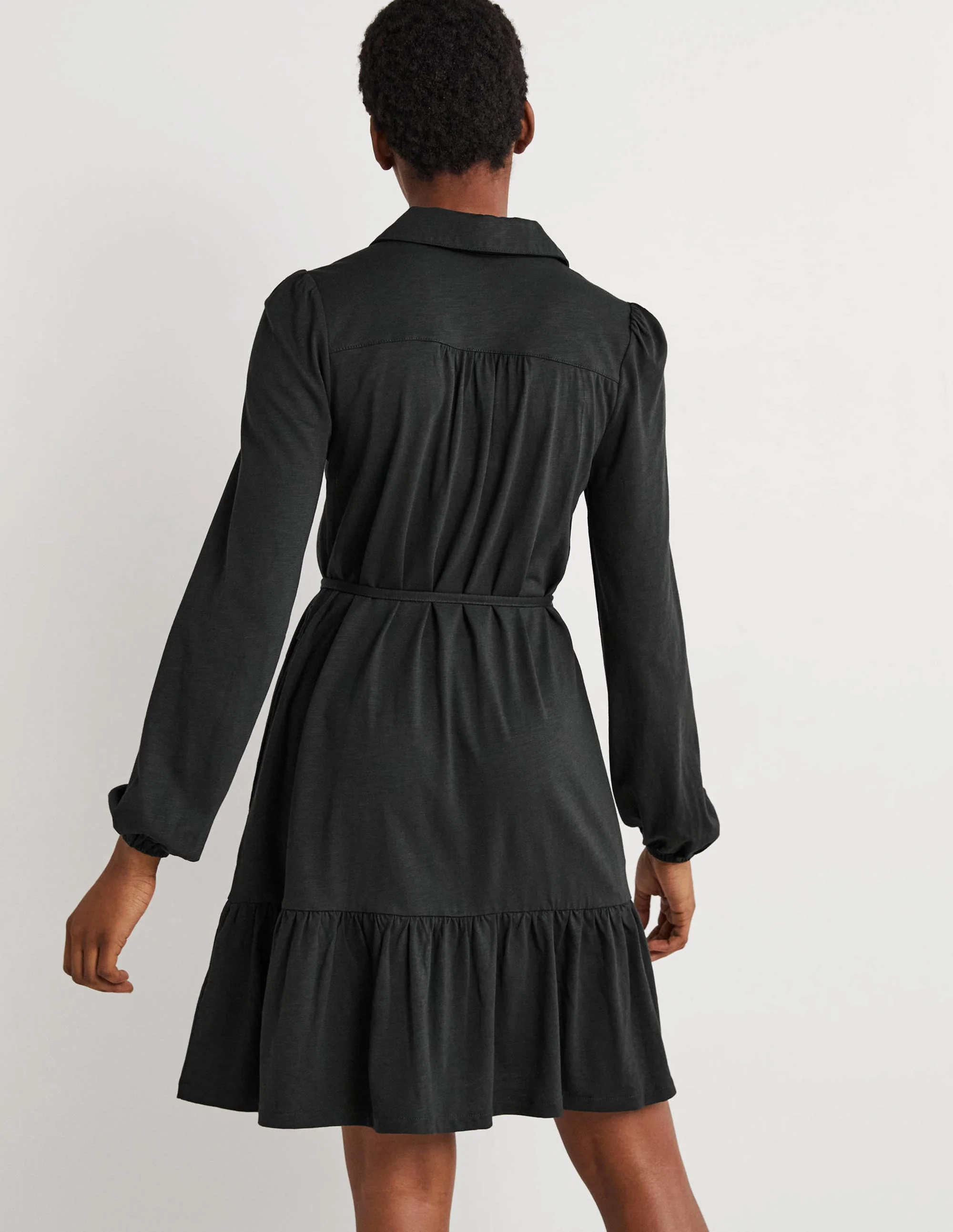 Tiered Jersey Shirt Mini Dress-Cavolo Nero - Image 3