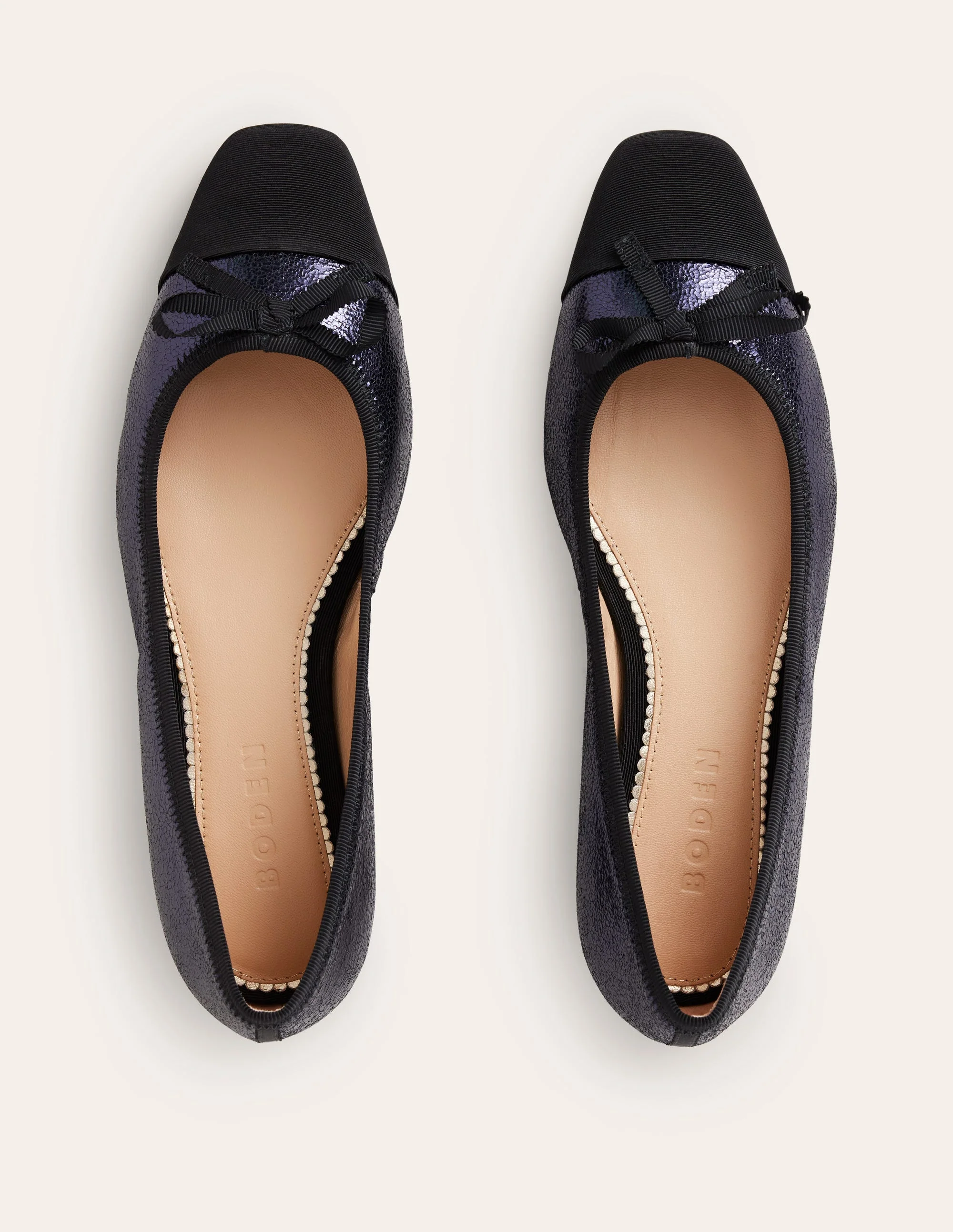 Toe Cap Ballet Flat-Navy Crackle Leather - Image 5