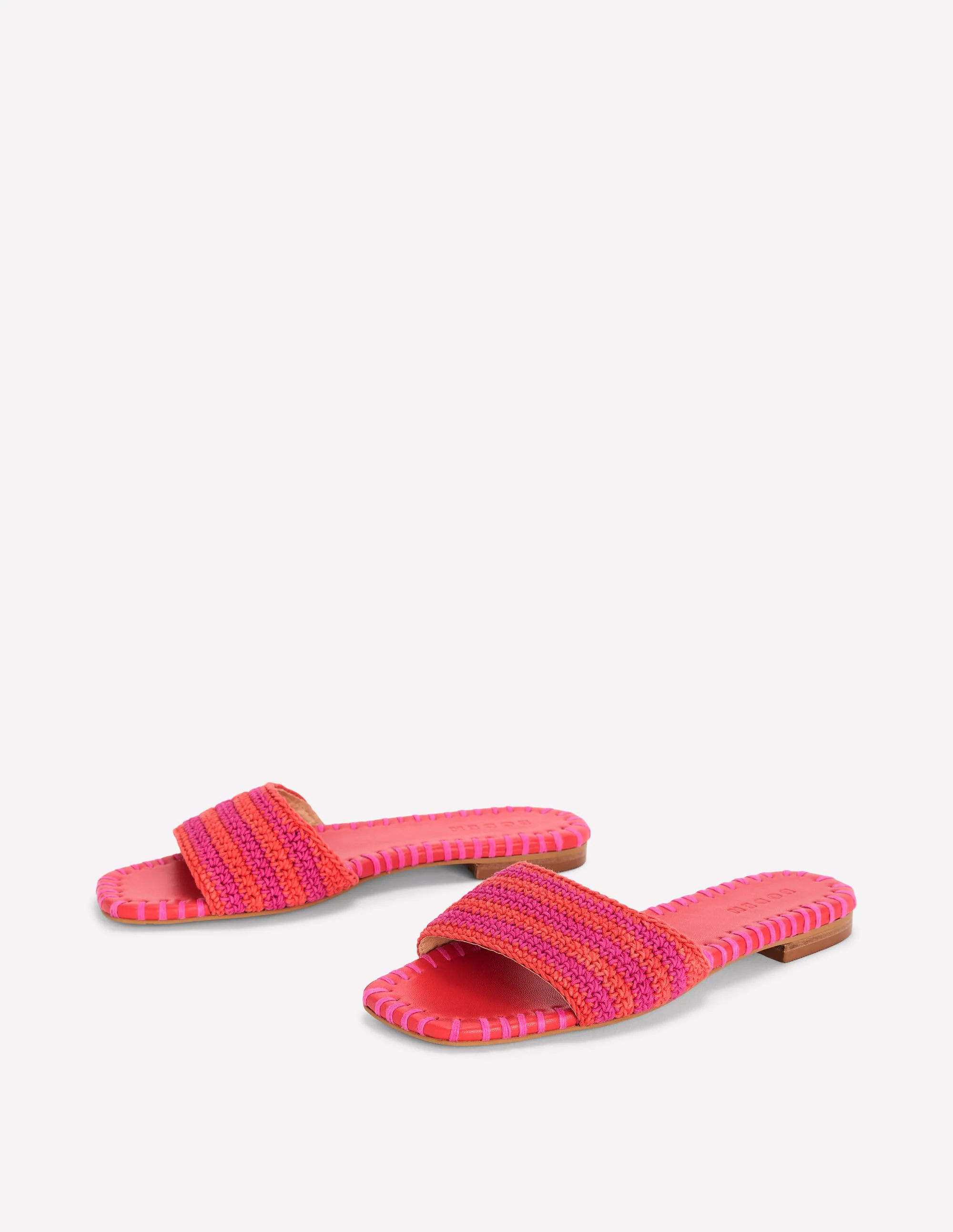 Trim Detail Flat Sandal-Pink Peony/Orange Stripe - Image 3