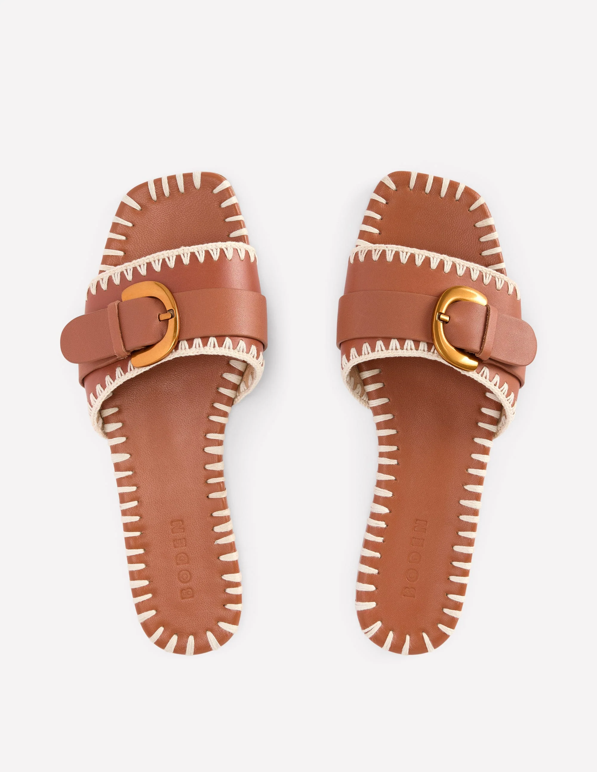 Trim Detail Flat Sandal-Tan - Image 5