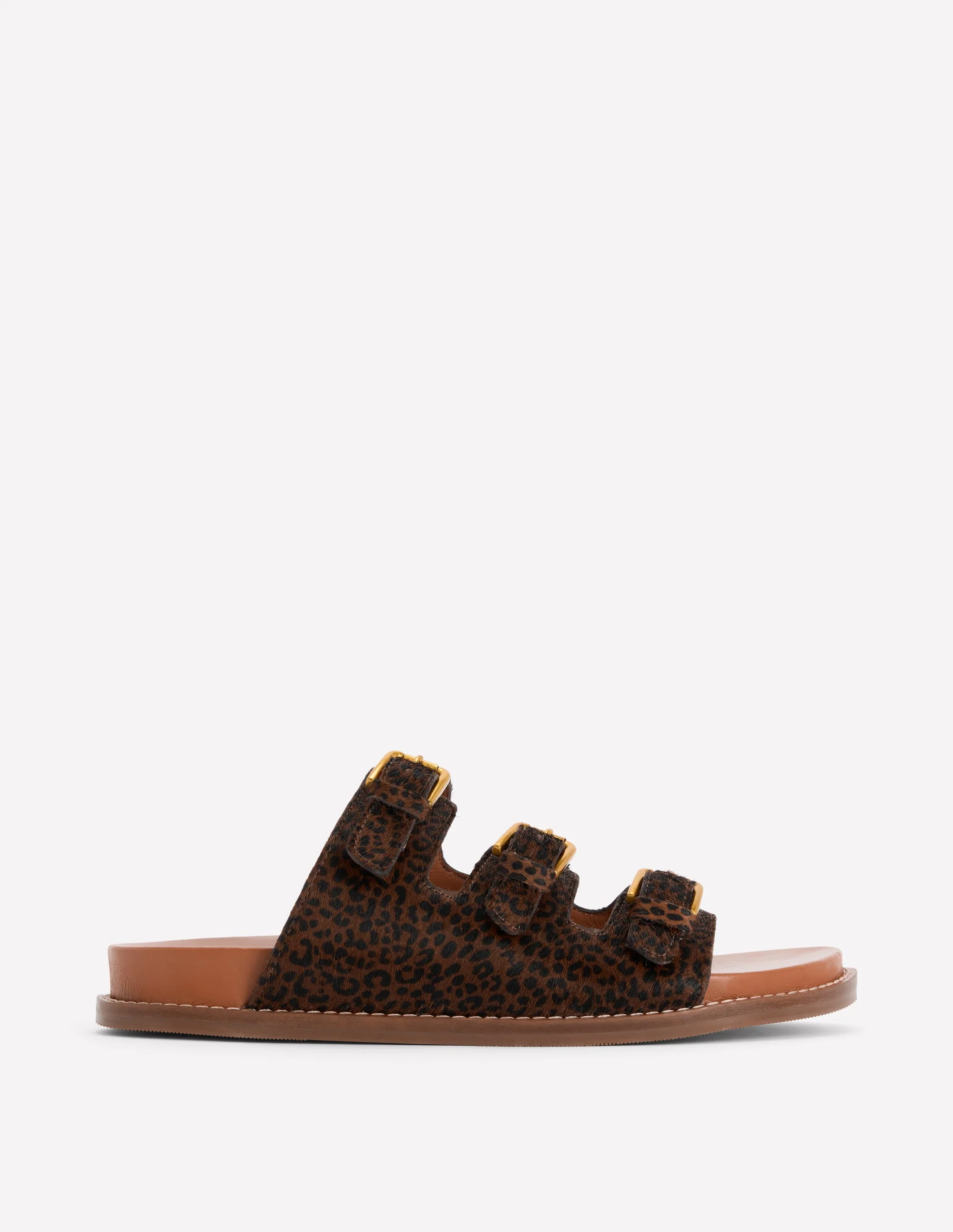 Triple Strap Footbed Sandal-Leopard