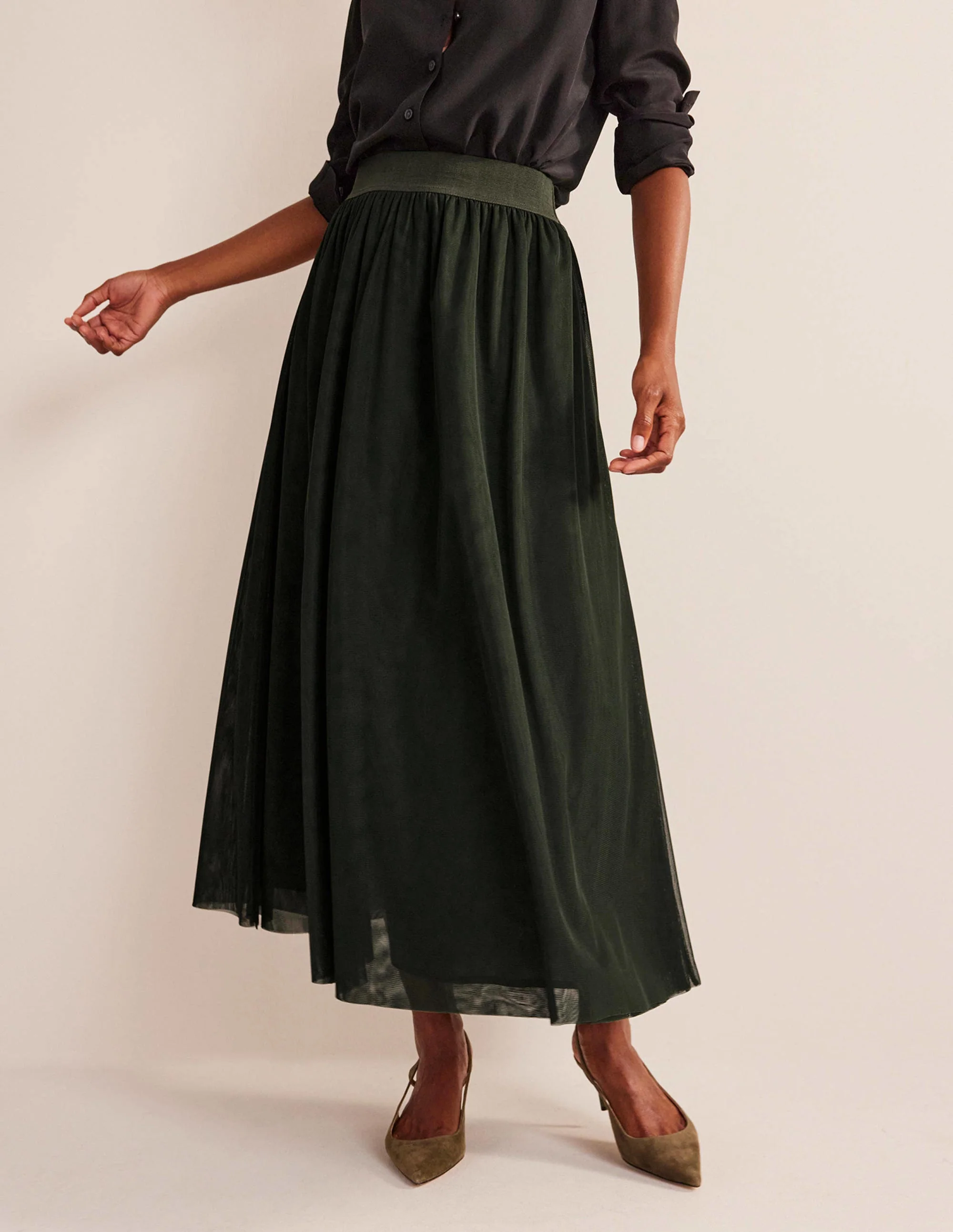 Tulle Full Midi Skirt-Khaki - Image 4