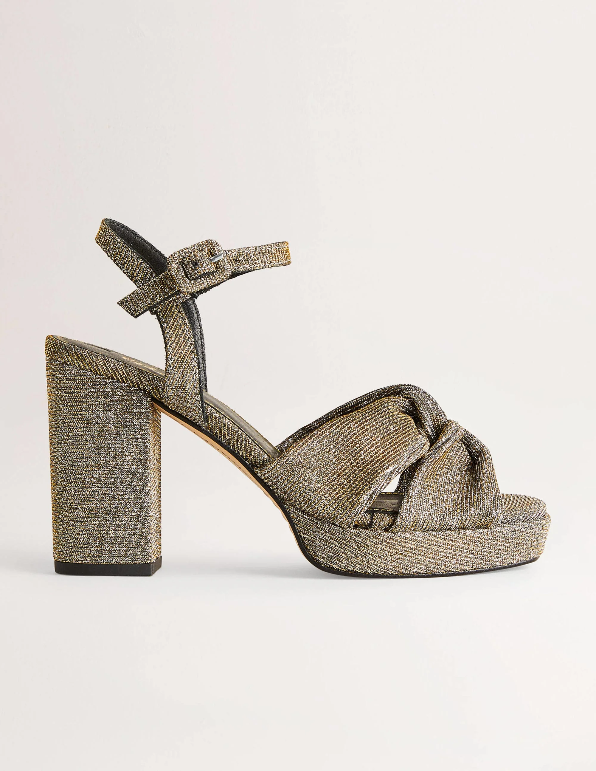 Twist-Front Heeled Platforms-Gold Metallic - Image 2