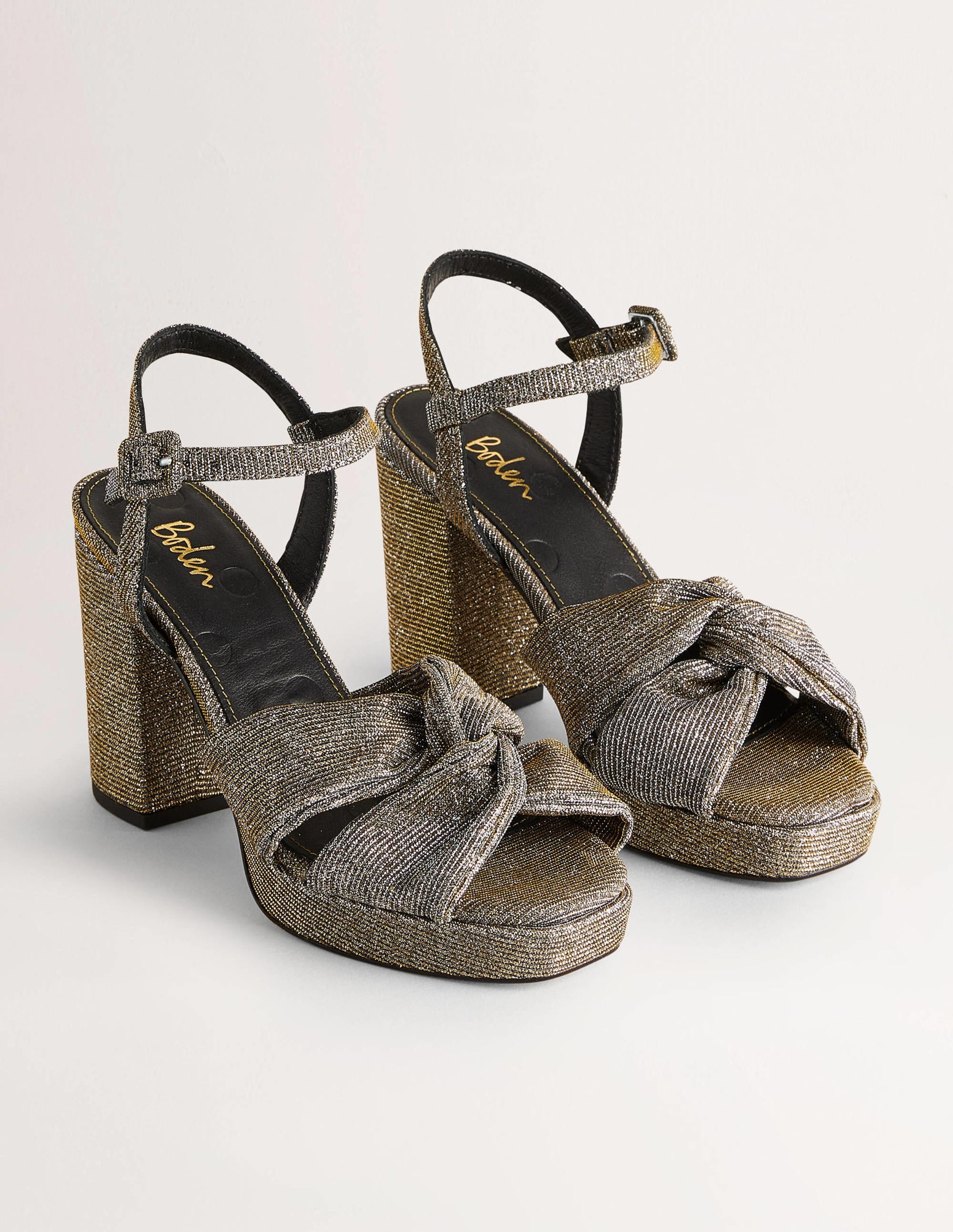 Twist-Front Heeled Platforms-Gold Metallic - Image 3