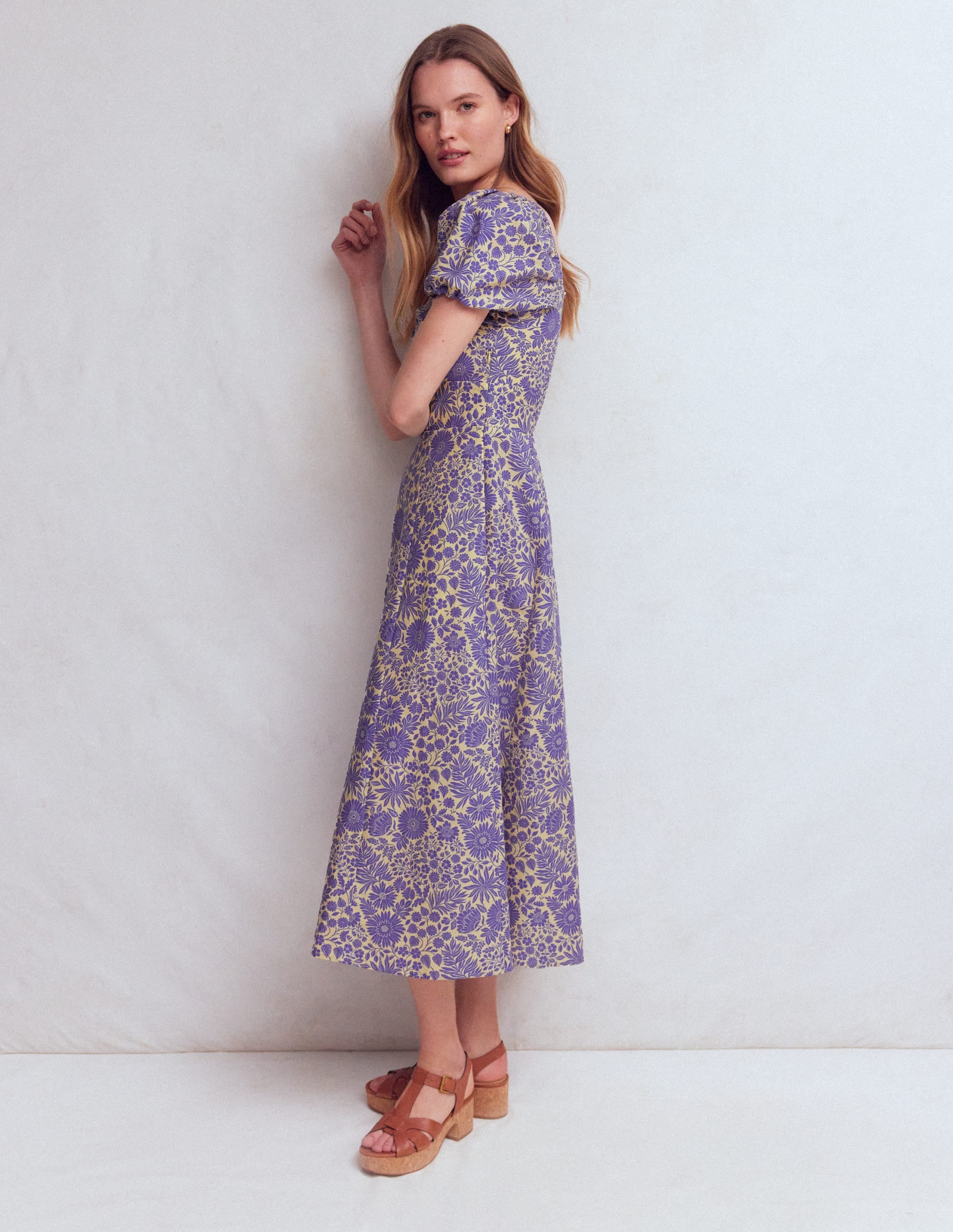 Twist Front Linen Blend Dress-Han Purple, Flowerbed Bloom - Image 5