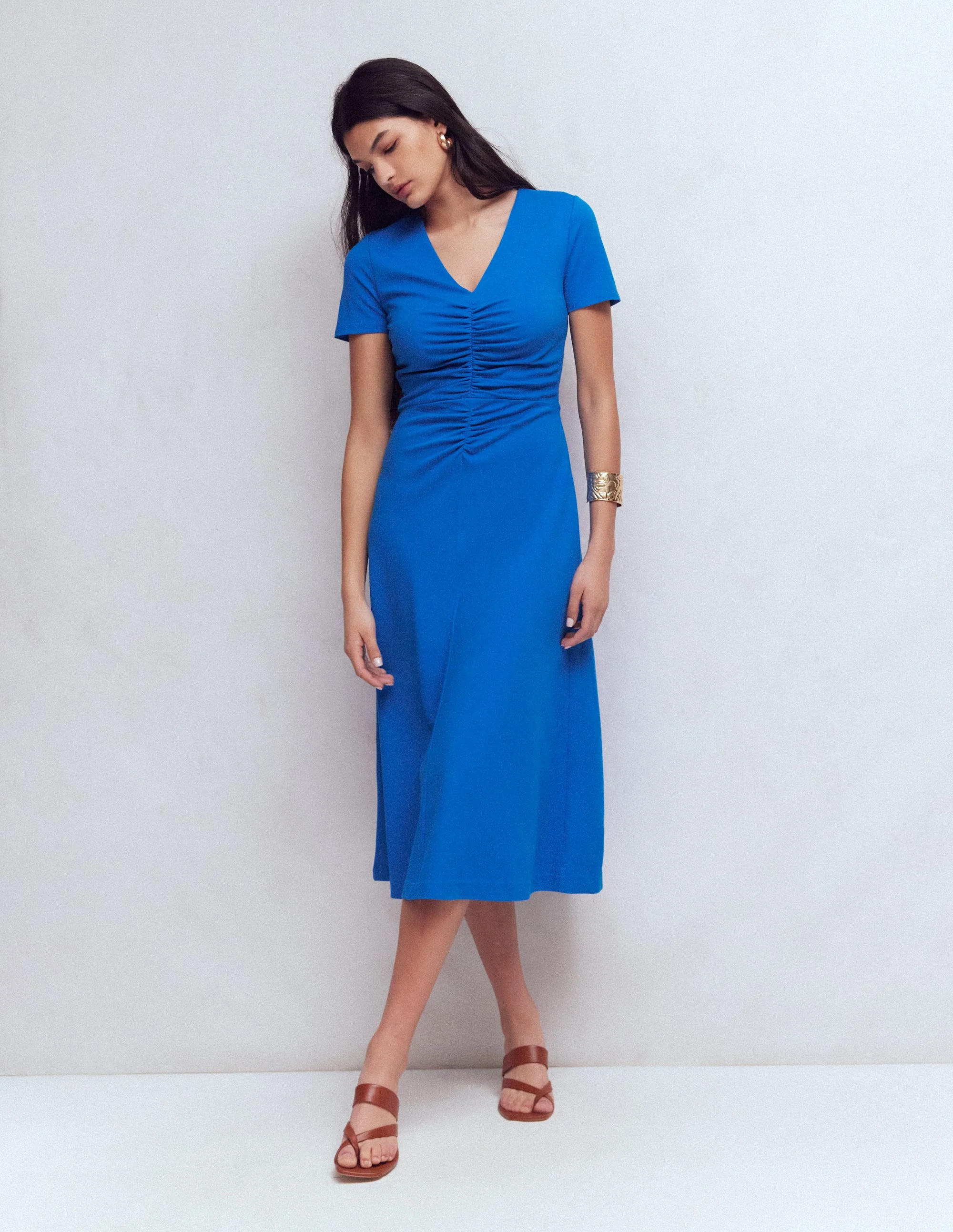 Una Ruched Front Ponte Dress-Kingfisher Blue - Image 10