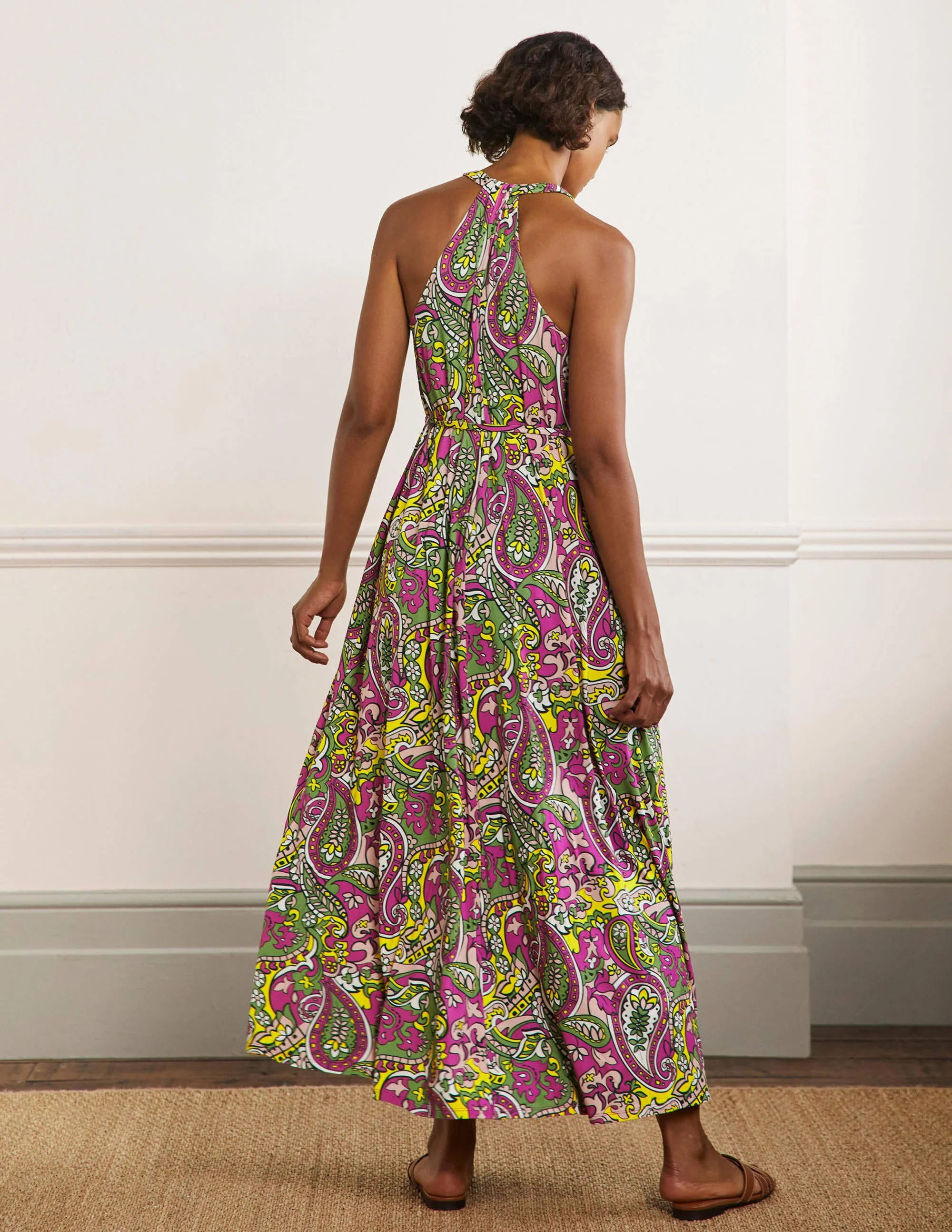 V-Neck Jersey Maxi Dress-Multi, Paisley Horizon - Image 3