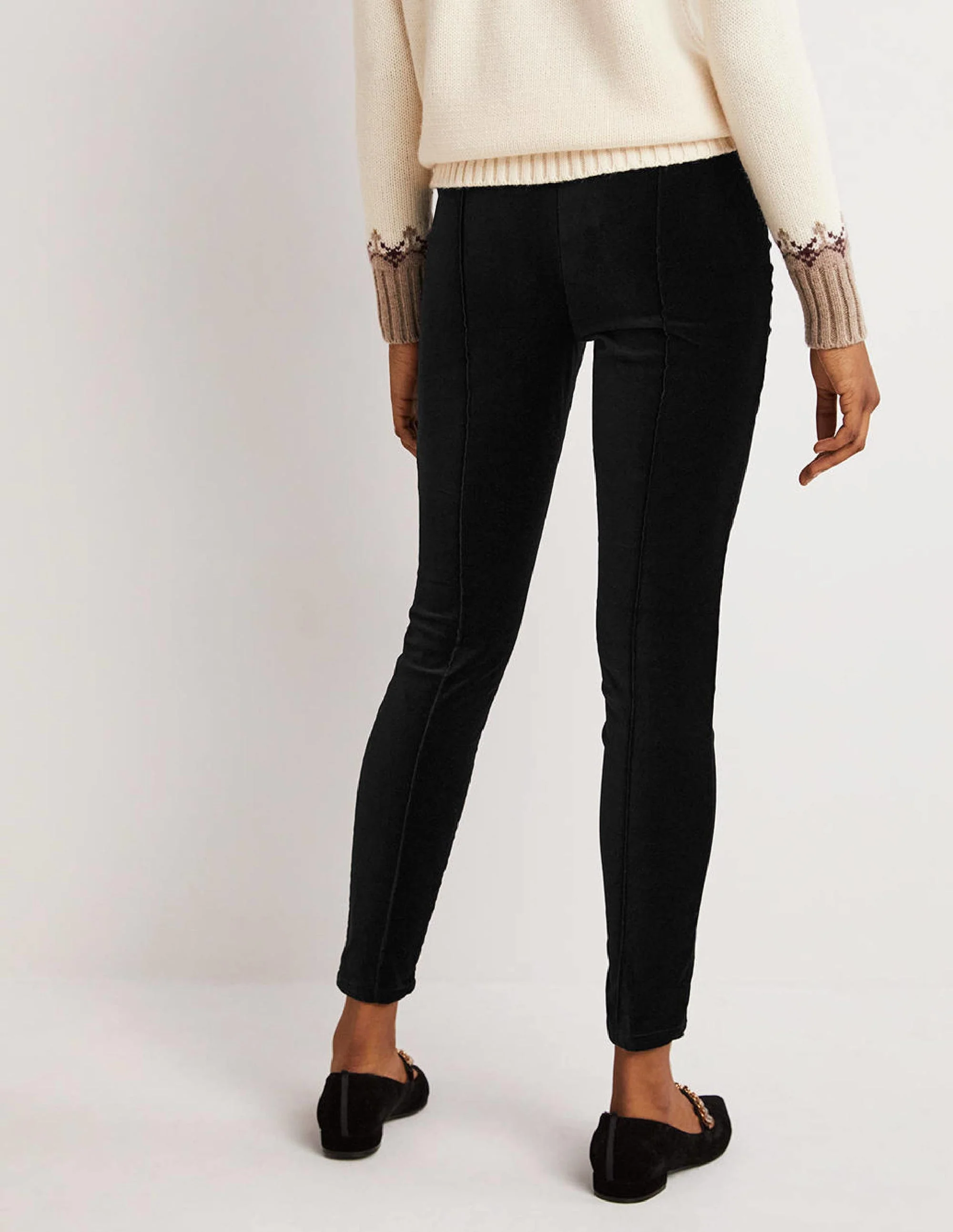 Velvet Stretch Leggings-Black Velvet - Image 3