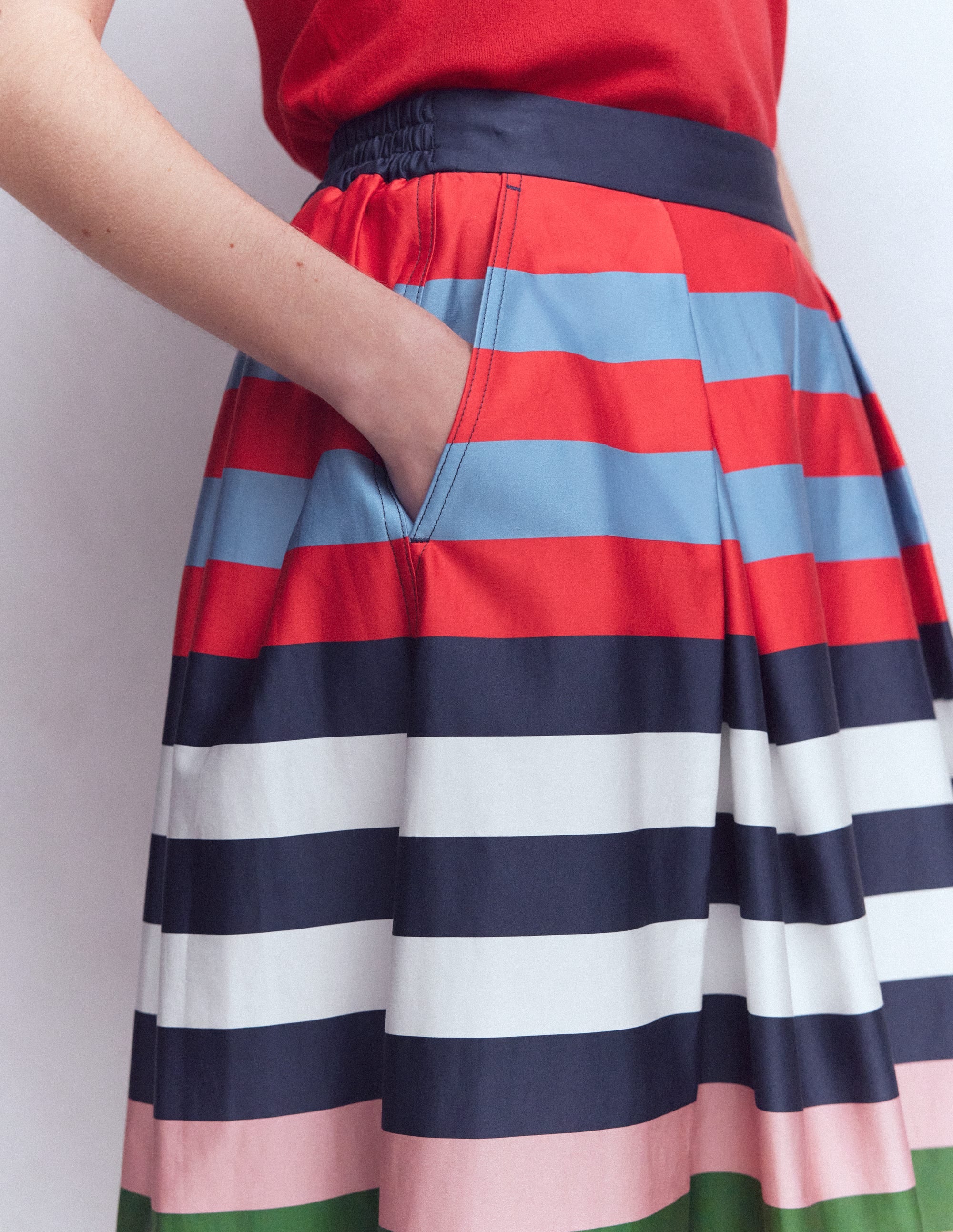 Verity Sateen Skirt-Multi Stripe - Image 2