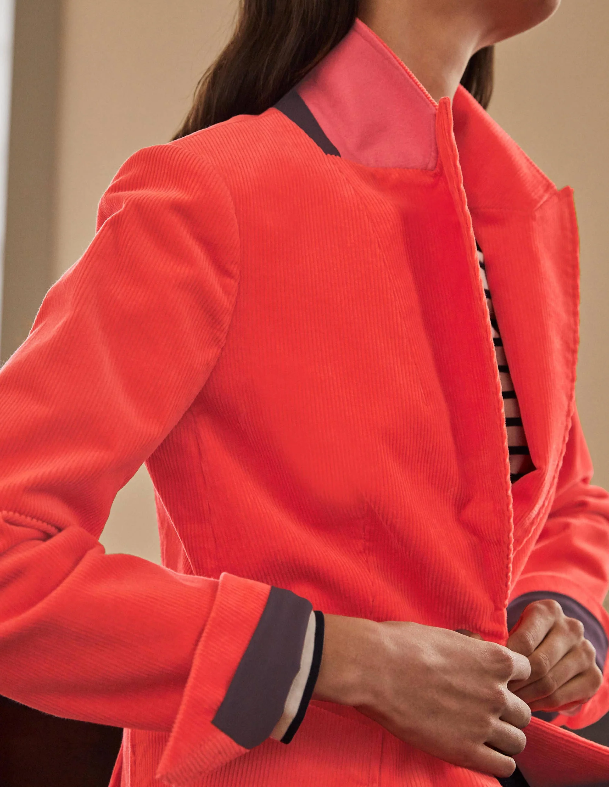 Victoria Cord Blazer-Coral Crush