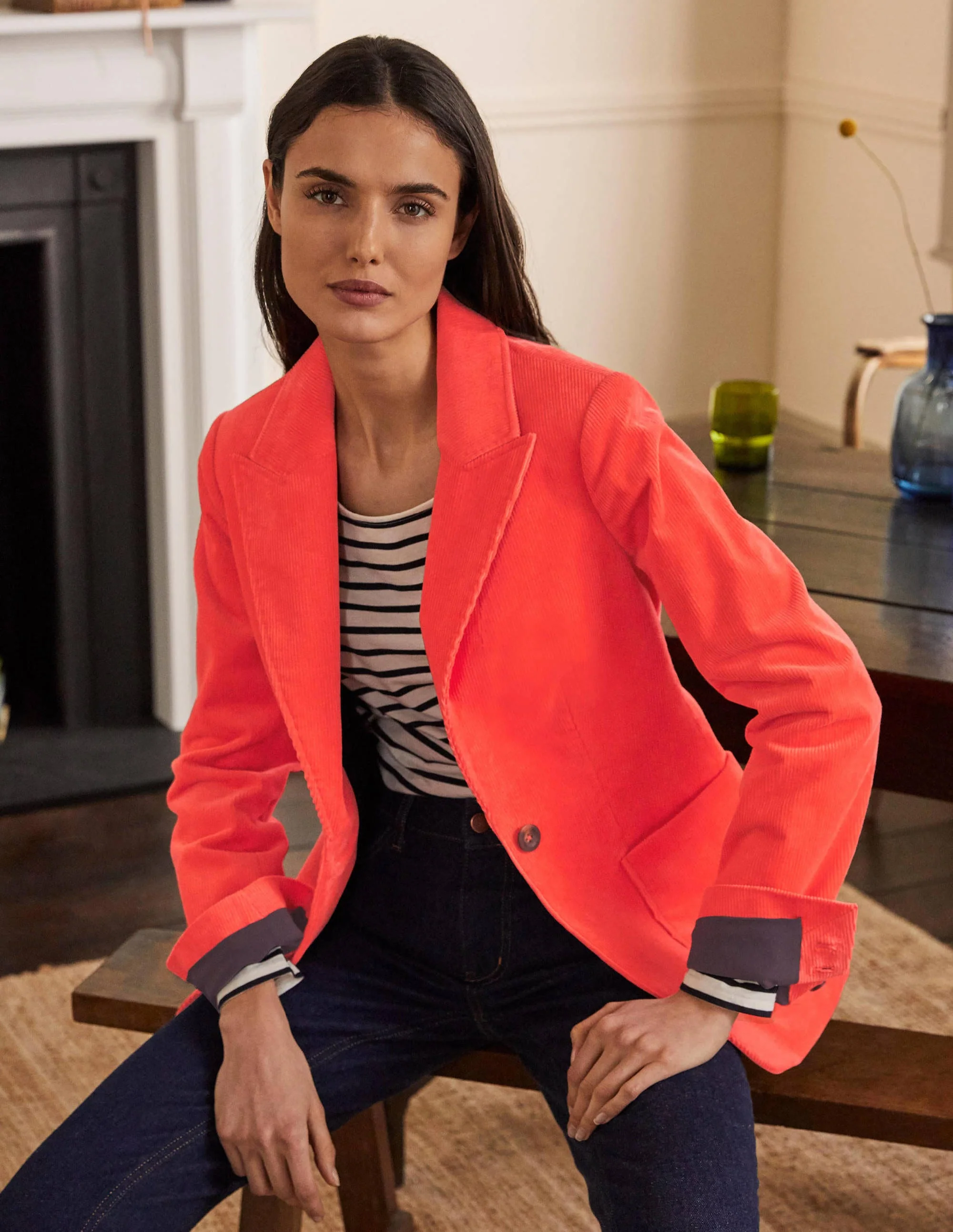 Victoria Cord Blazer-Coral Crush - Image 4