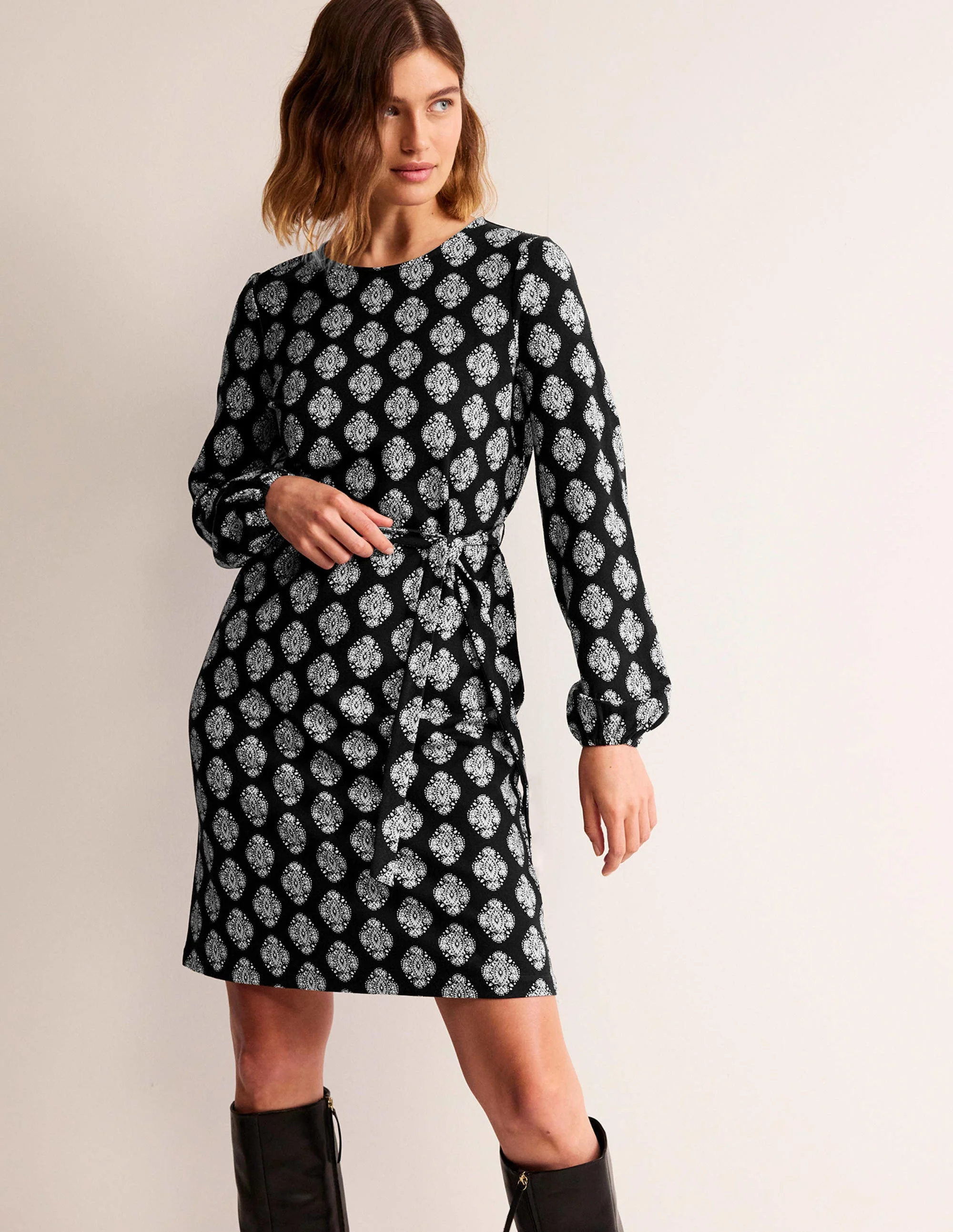 Violet Ponte Shift Dress-Black, Mosaic - Image 4