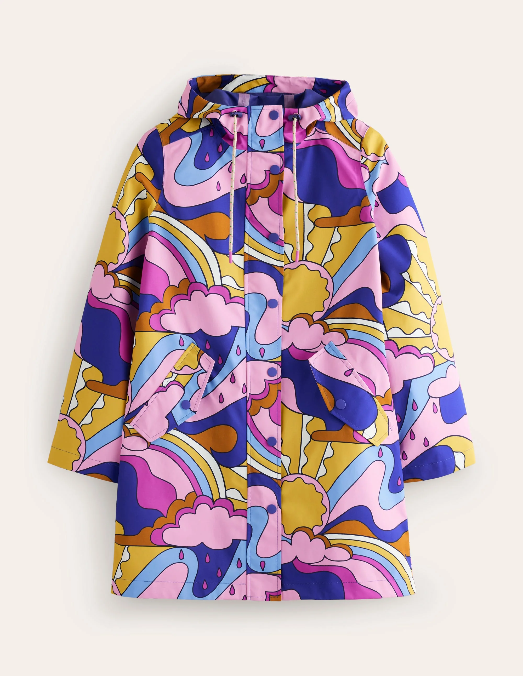 Wells Waterproof Hooded Coat-Orchid Smoke, Sunshine - Image 6