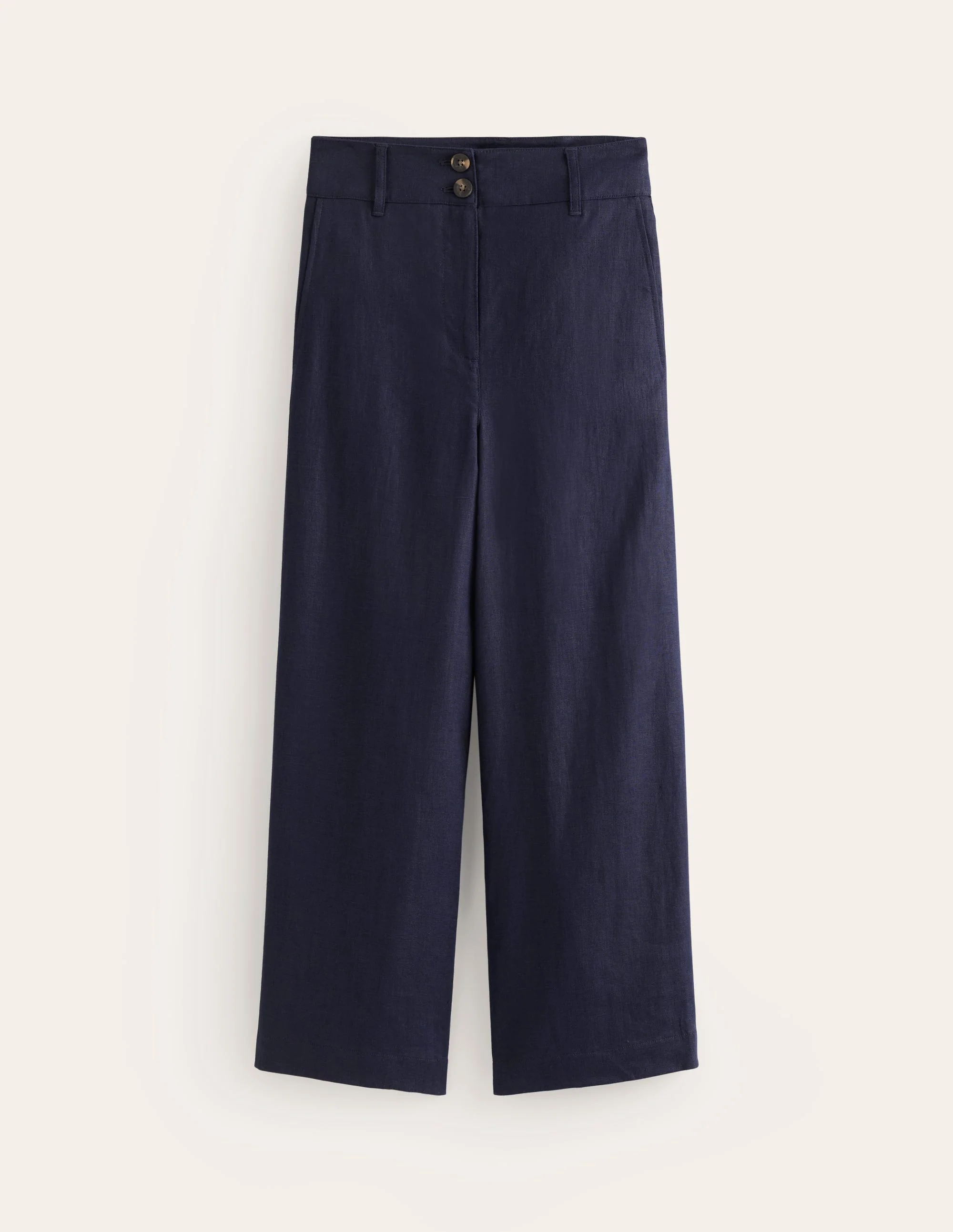 Westbourne Linen Crop Trousers-Navy - Image 5