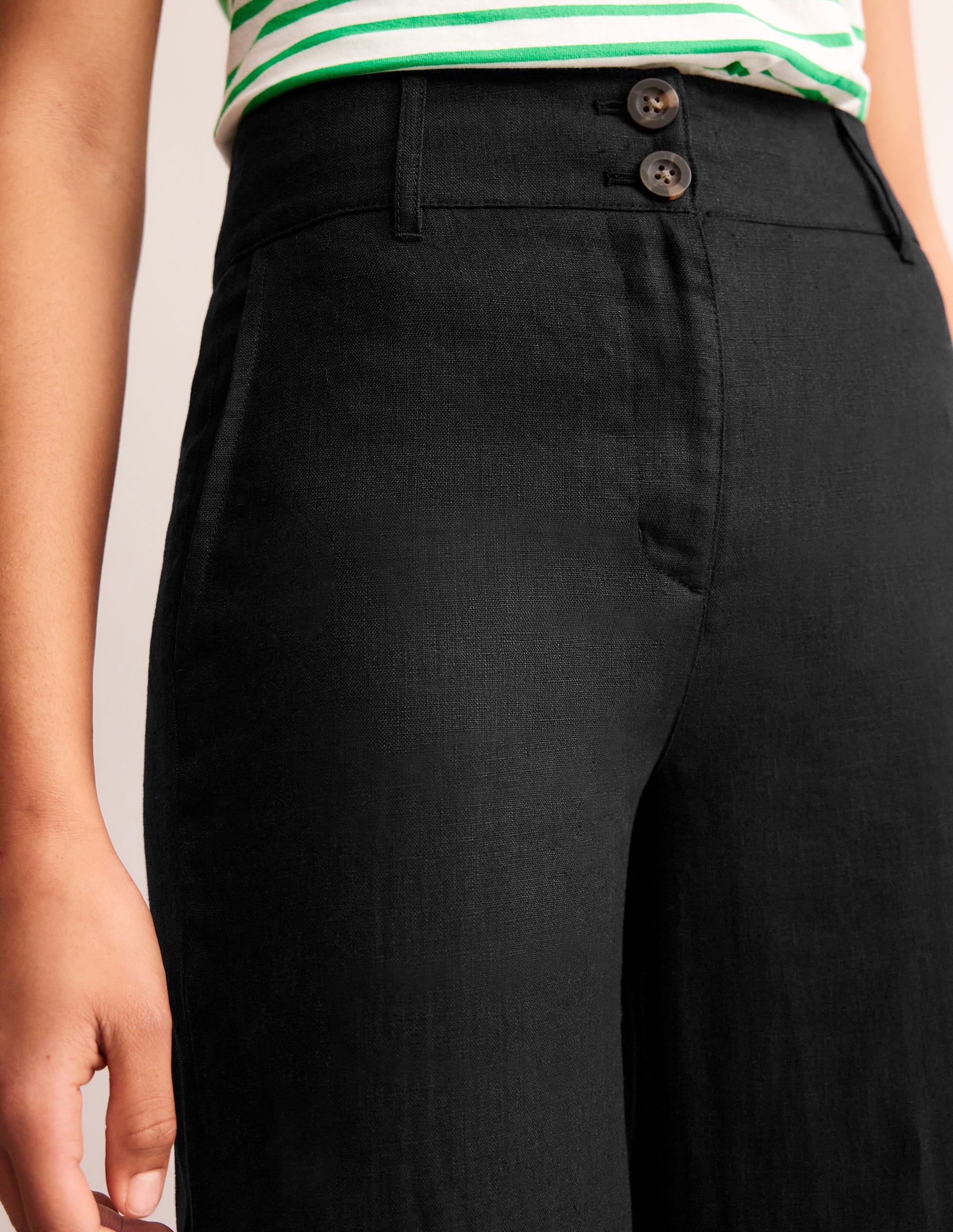Westbourne Linen Trousers-Black - Image 2