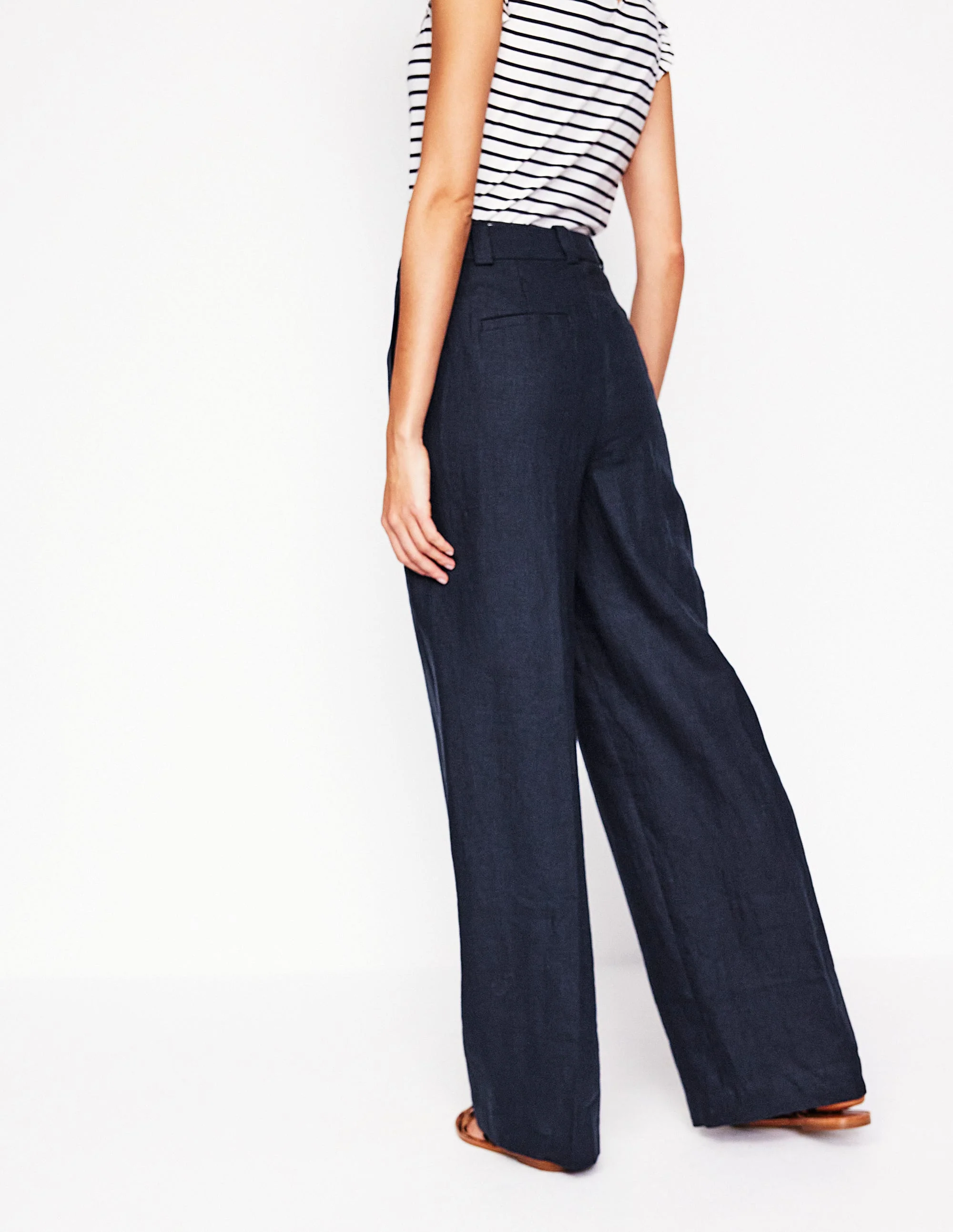 Westbourne Linen Trousers-Navy - Image 2