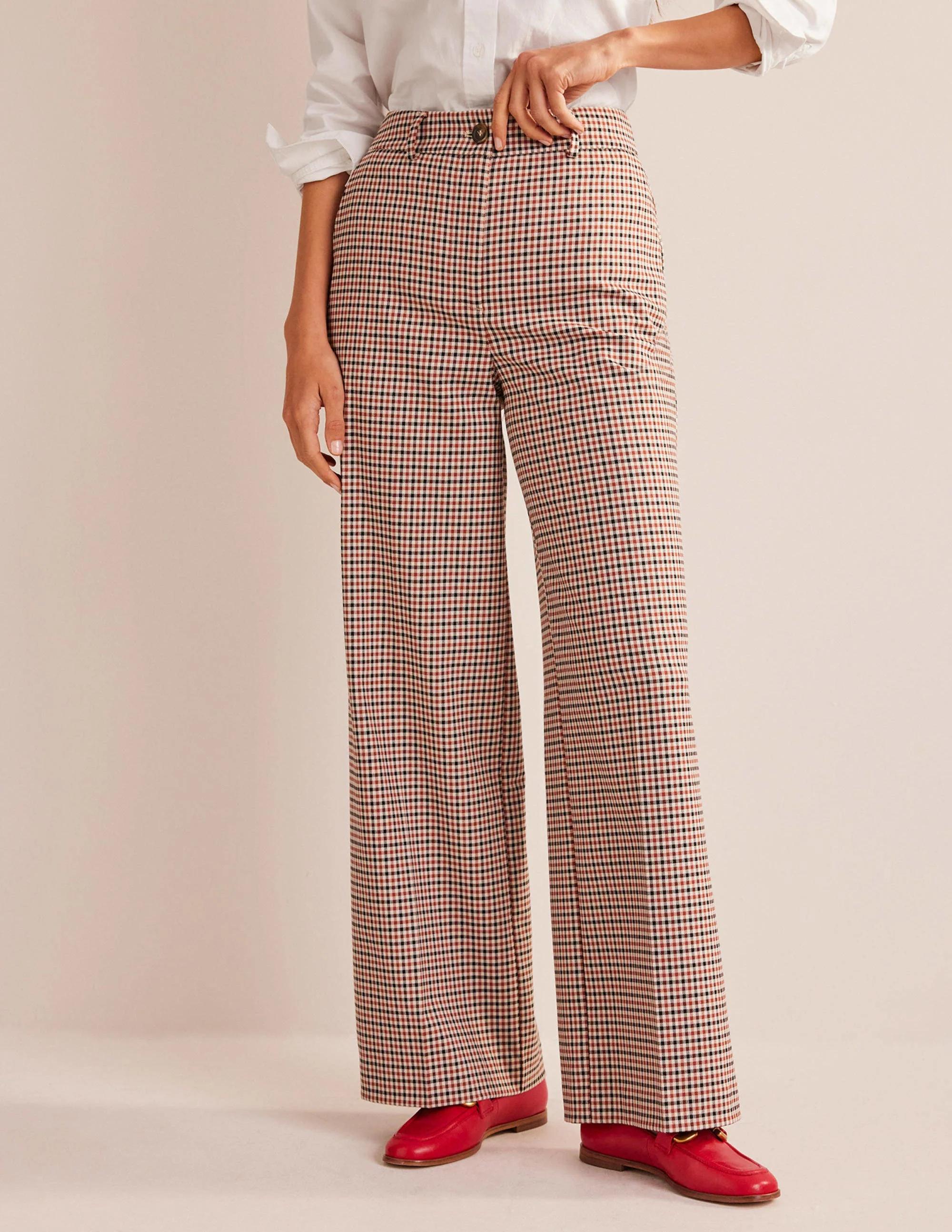 Westbourne Wide Leg Trousers-Check - Image 4