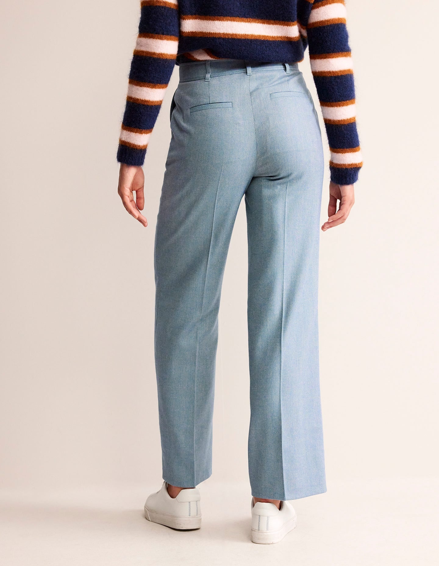 Westbourne Wool Trousers-Blue Herringbone - Image 3