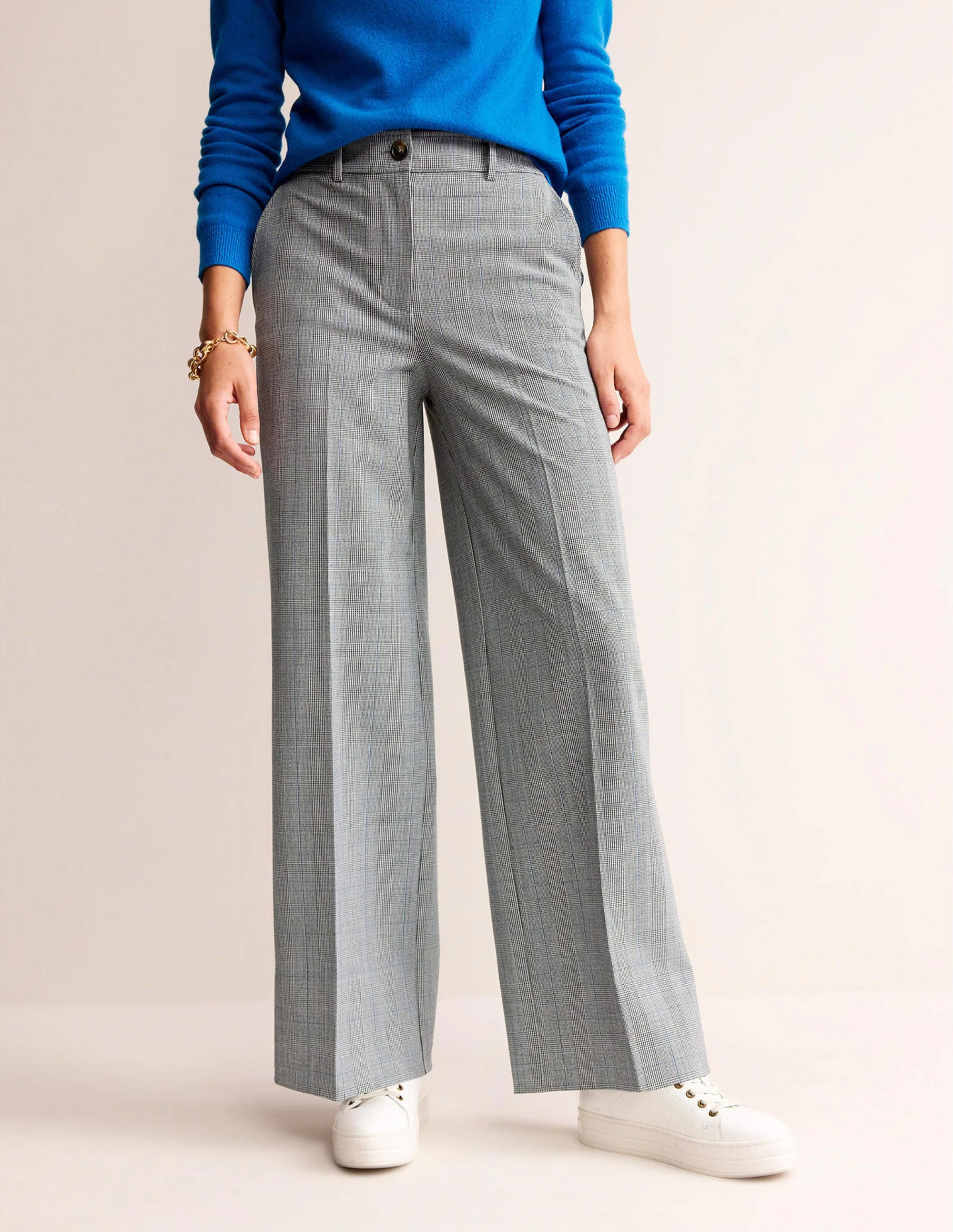 Westbourne Wool-Twill Trousers-Ivory, Charcoal and Blue Pow - Image 4