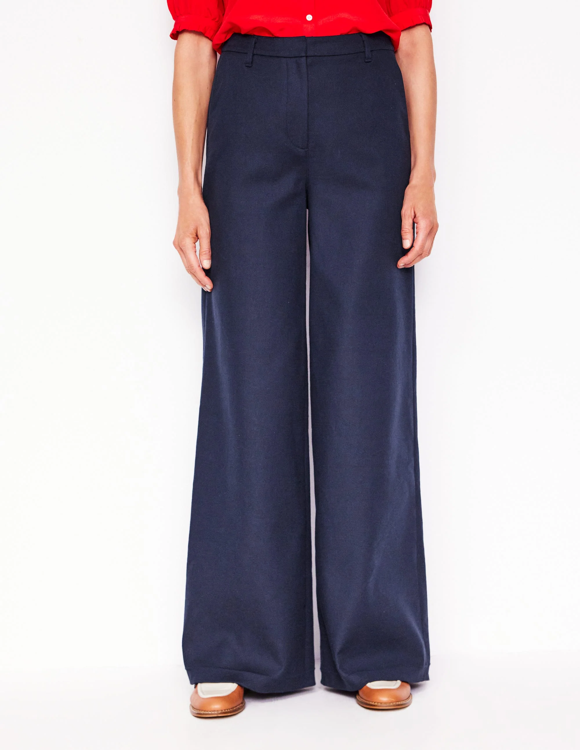 Wide Flare Trousers-Navy - Image 5