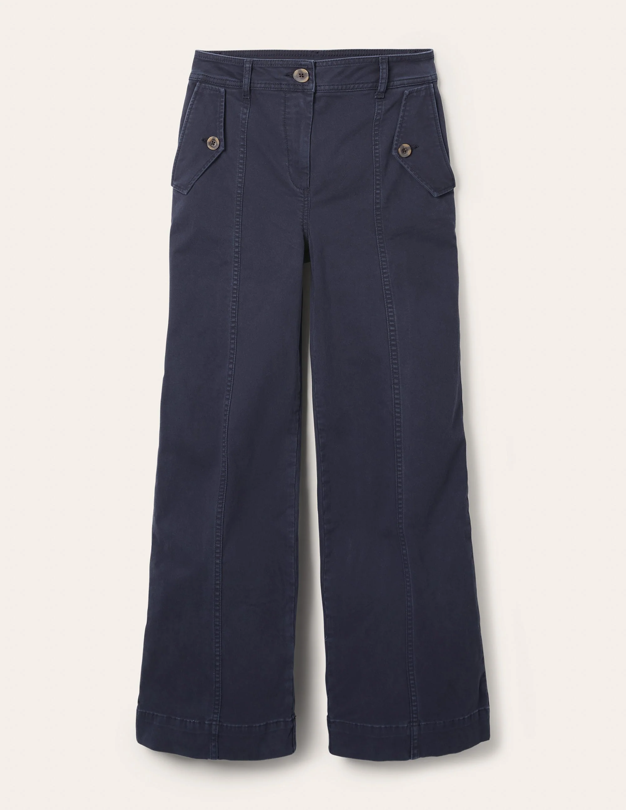 Wide Leg Chino Trouser-Navy - Image 5