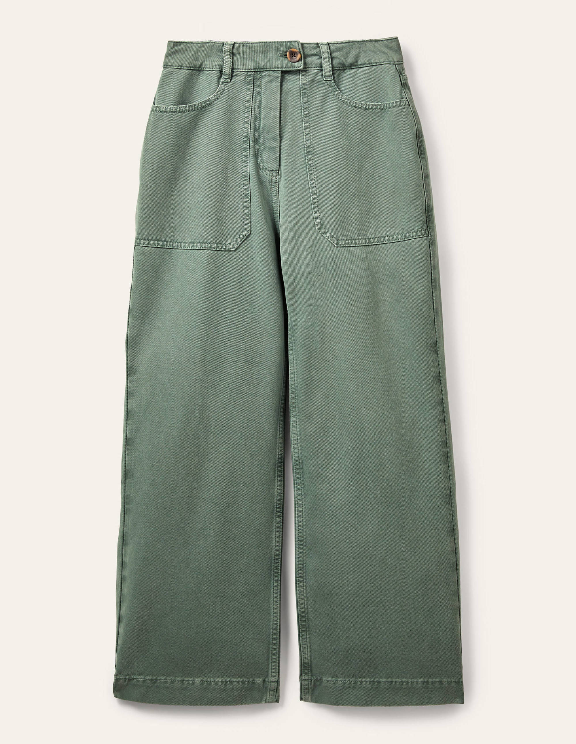 Wide Leg Cotton Twill Trousers-Alder - Image 5