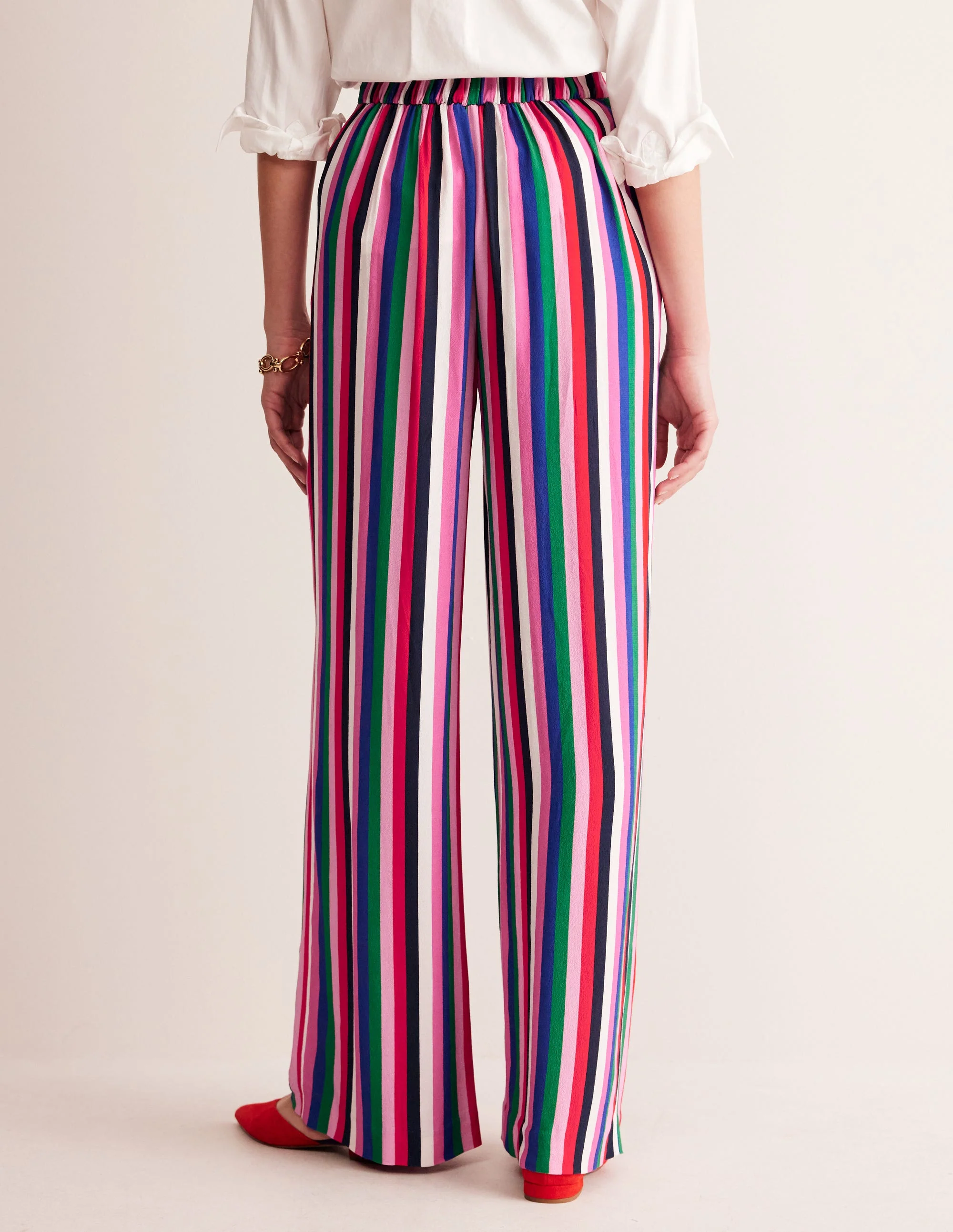 Wide Leg Pull-on Trousers-Rainbow Stripe - Image 3