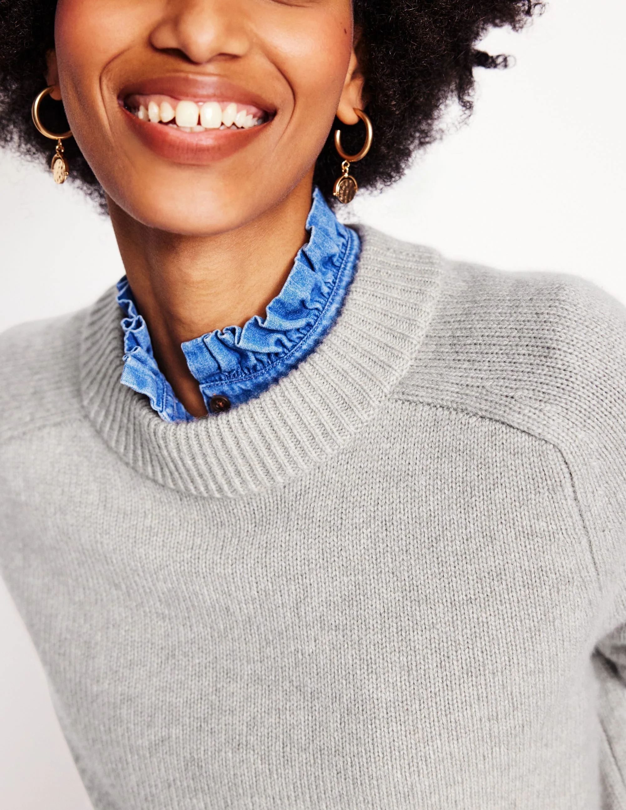 Wide Sleeve Cashmere Jumper-Mink Melange - Image 5