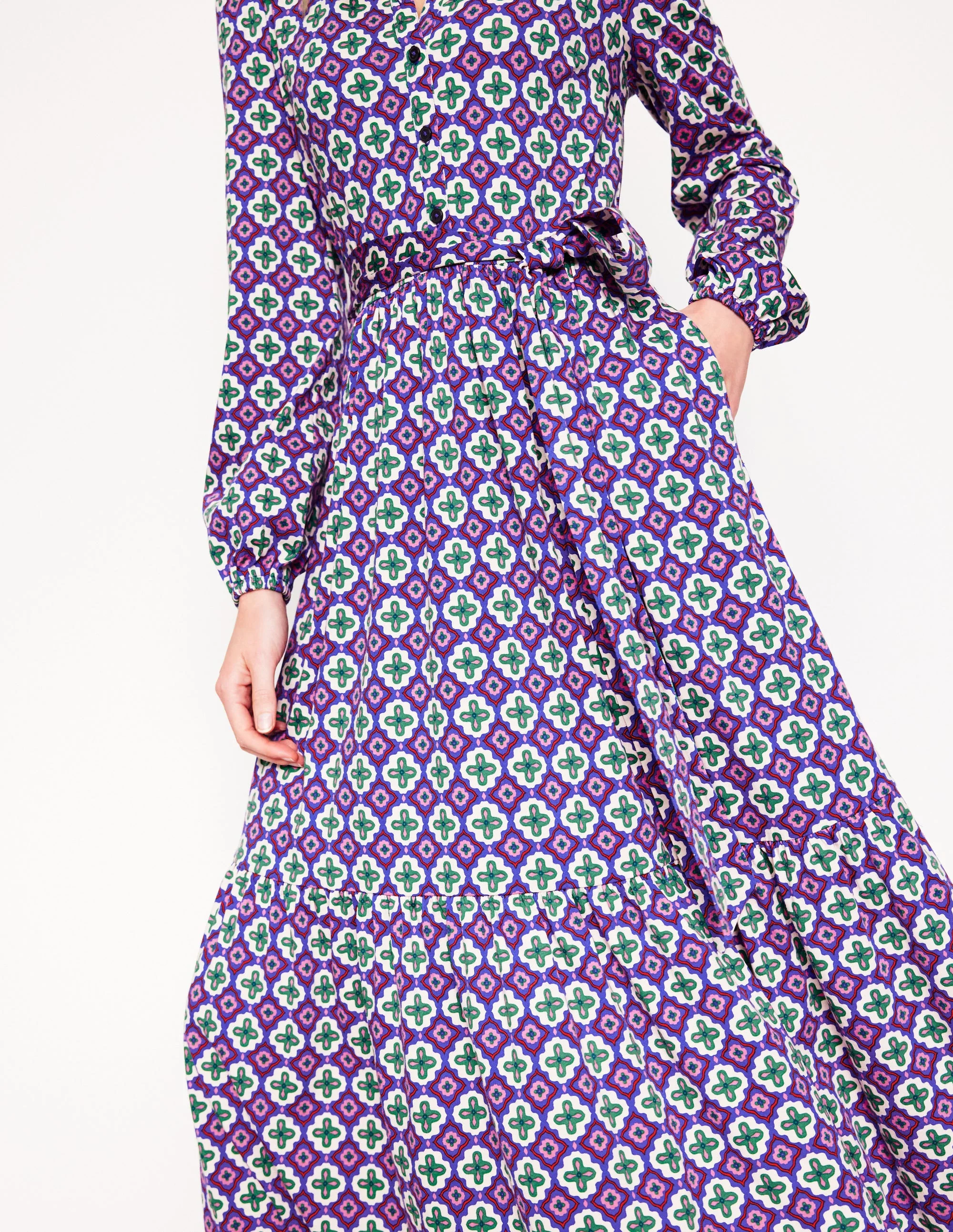 Willow Tiered Jersey Dress-Multi, Moroccan Diamond - Image 2