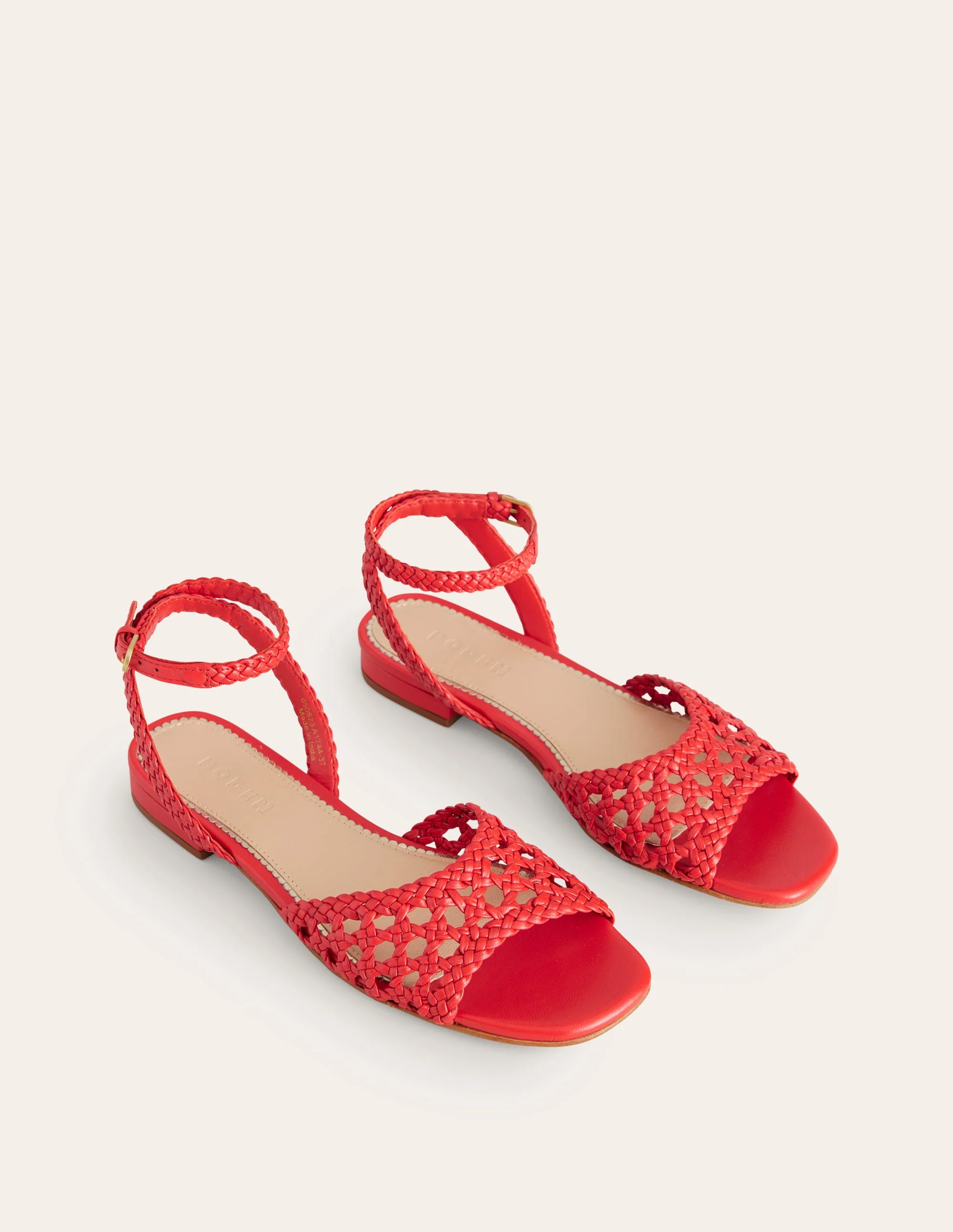 Woven Flat Sandals-Post Box Red - Image 3