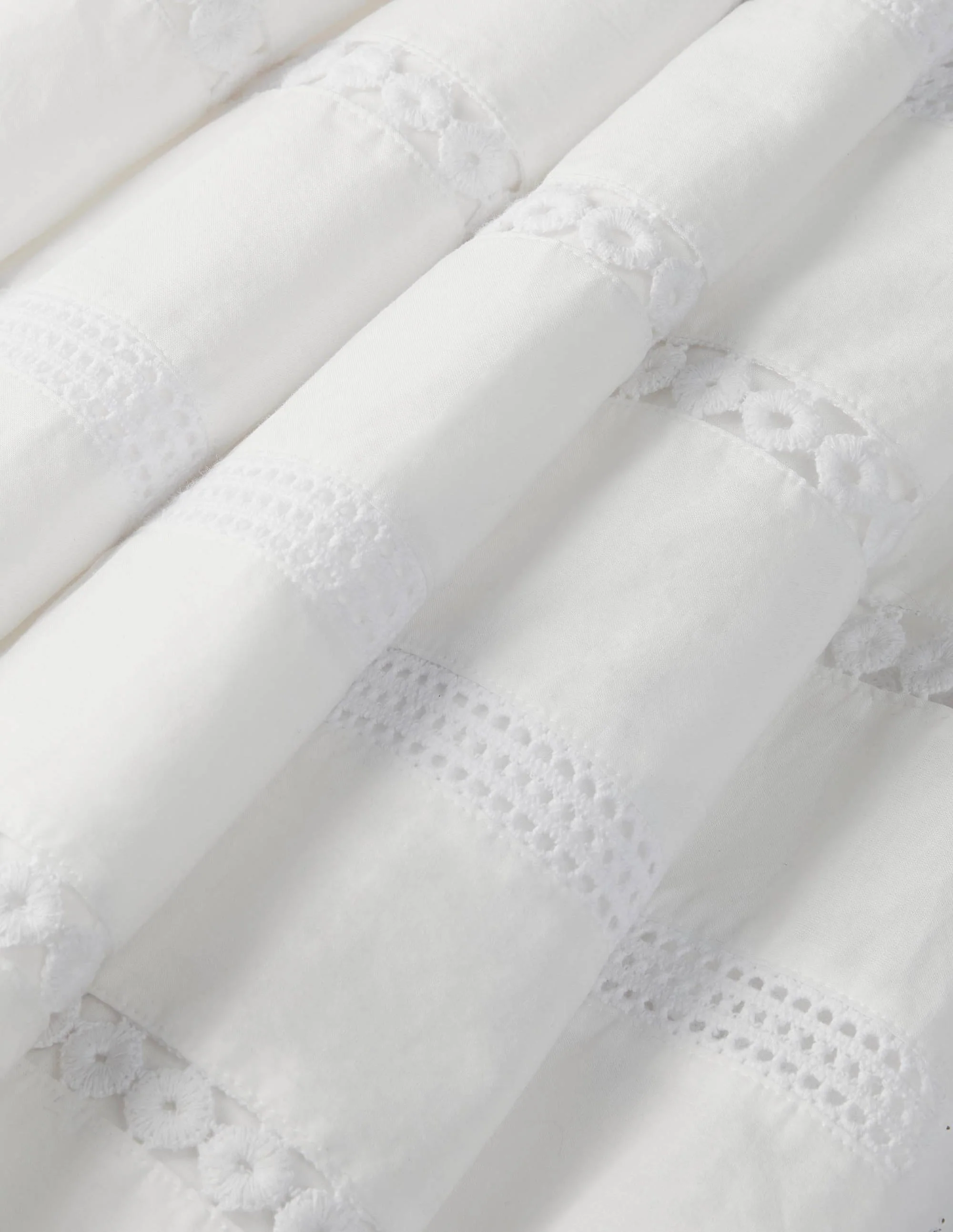 Woven Mix Trim Detail Dress-White - Image 6