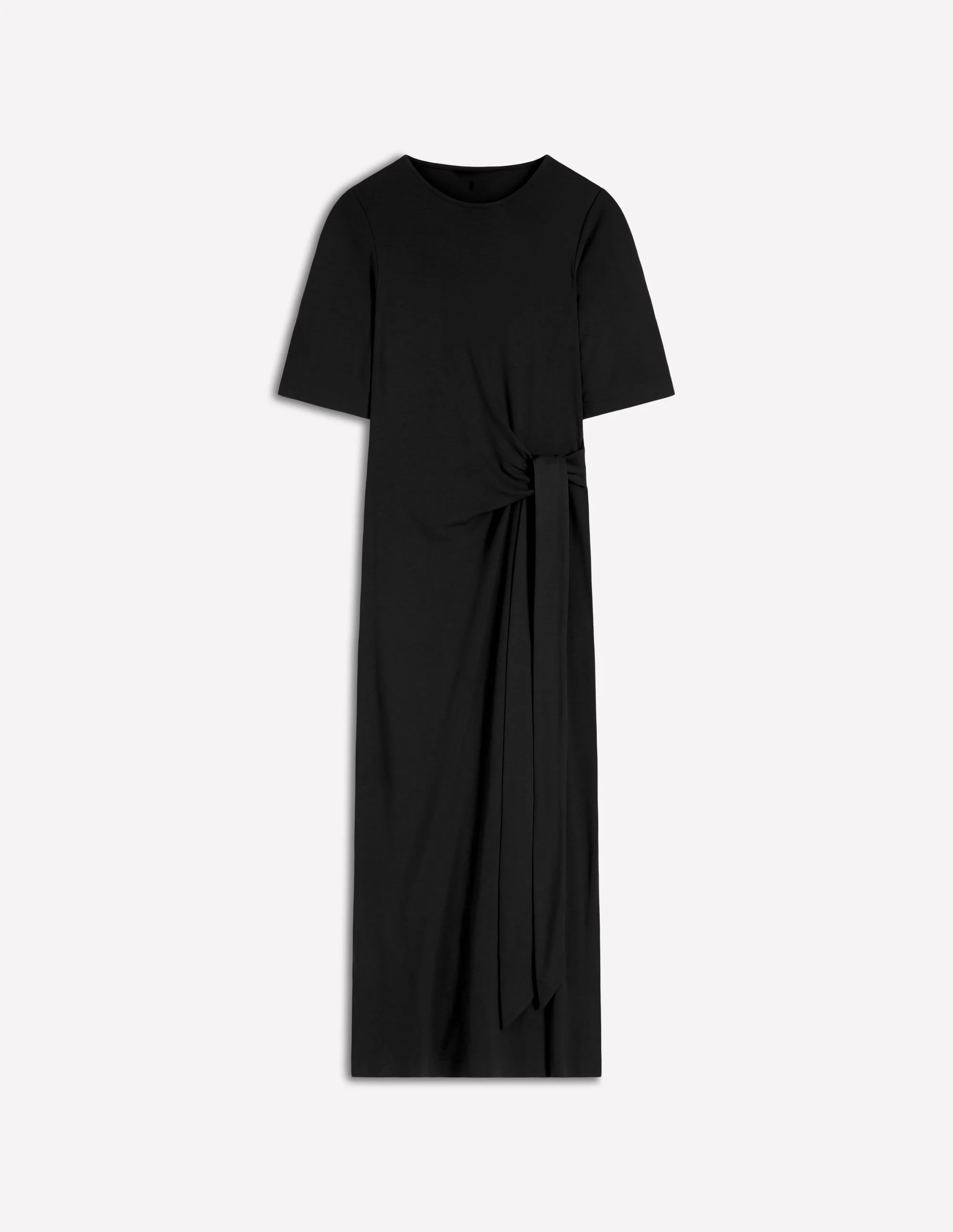 Zinnia Tie Jersey Midi Dress-Black - Image 5