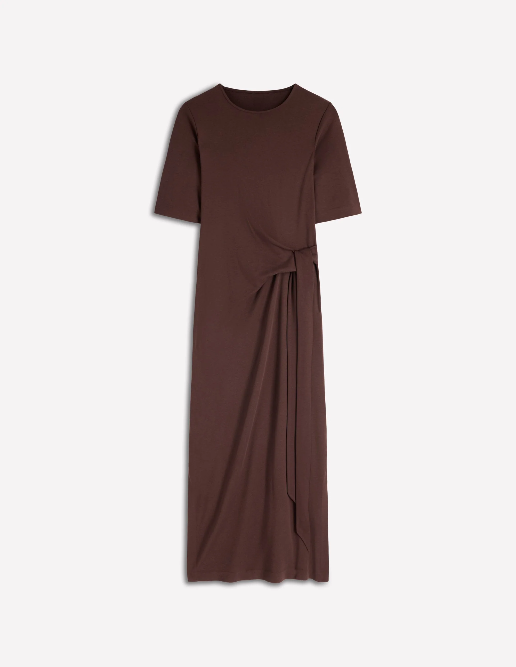 Zinnia Tie Jersey Midi Dress-Espresso - Image 11
