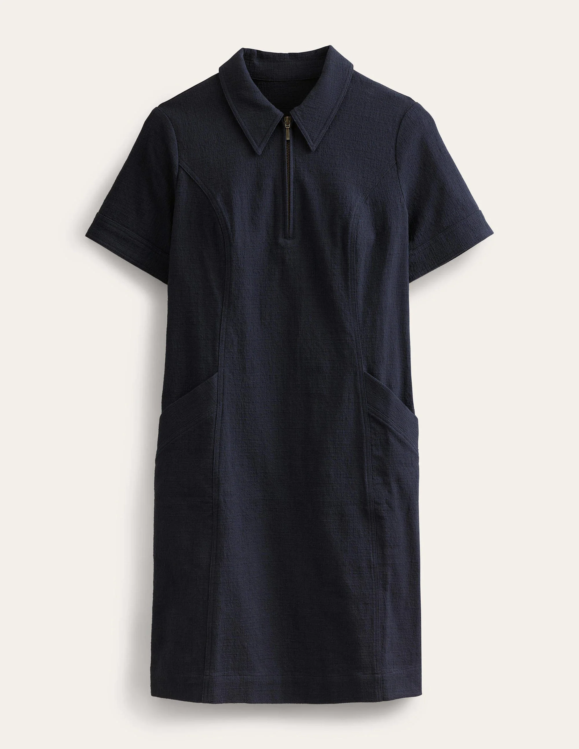 Zip Detail Mini Shift Dress-Navy - Image 6